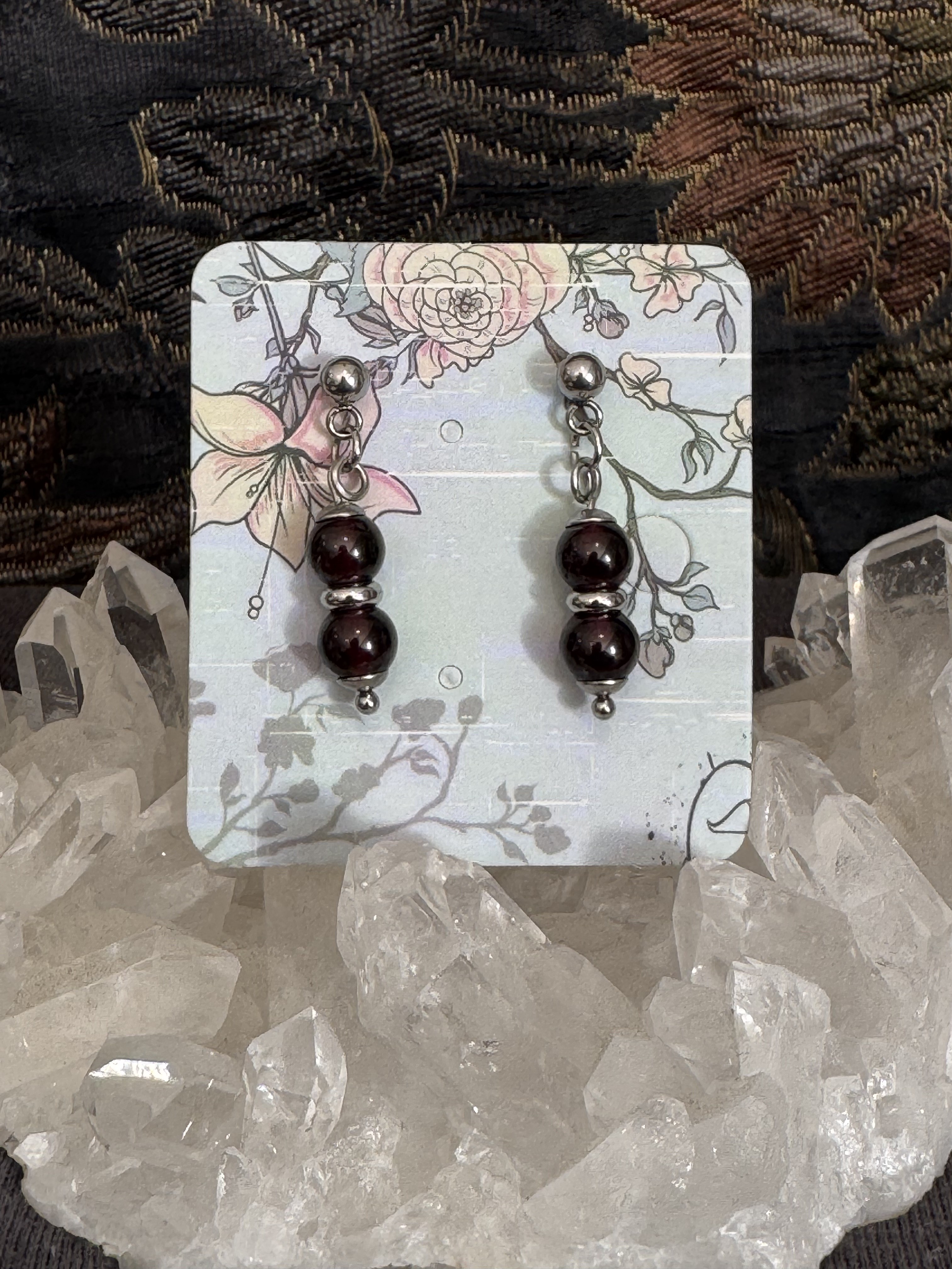 Boucles d'oreilles "Larmes du Phoenix" en Grenat