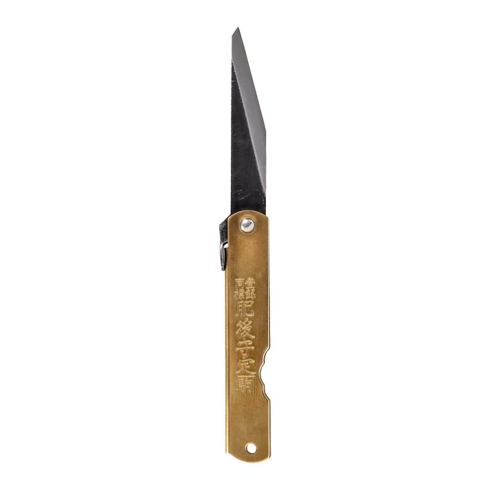 Couteau de traçage higonokami pliable 100 mm simple biseau corps en laiton - Temple Tool