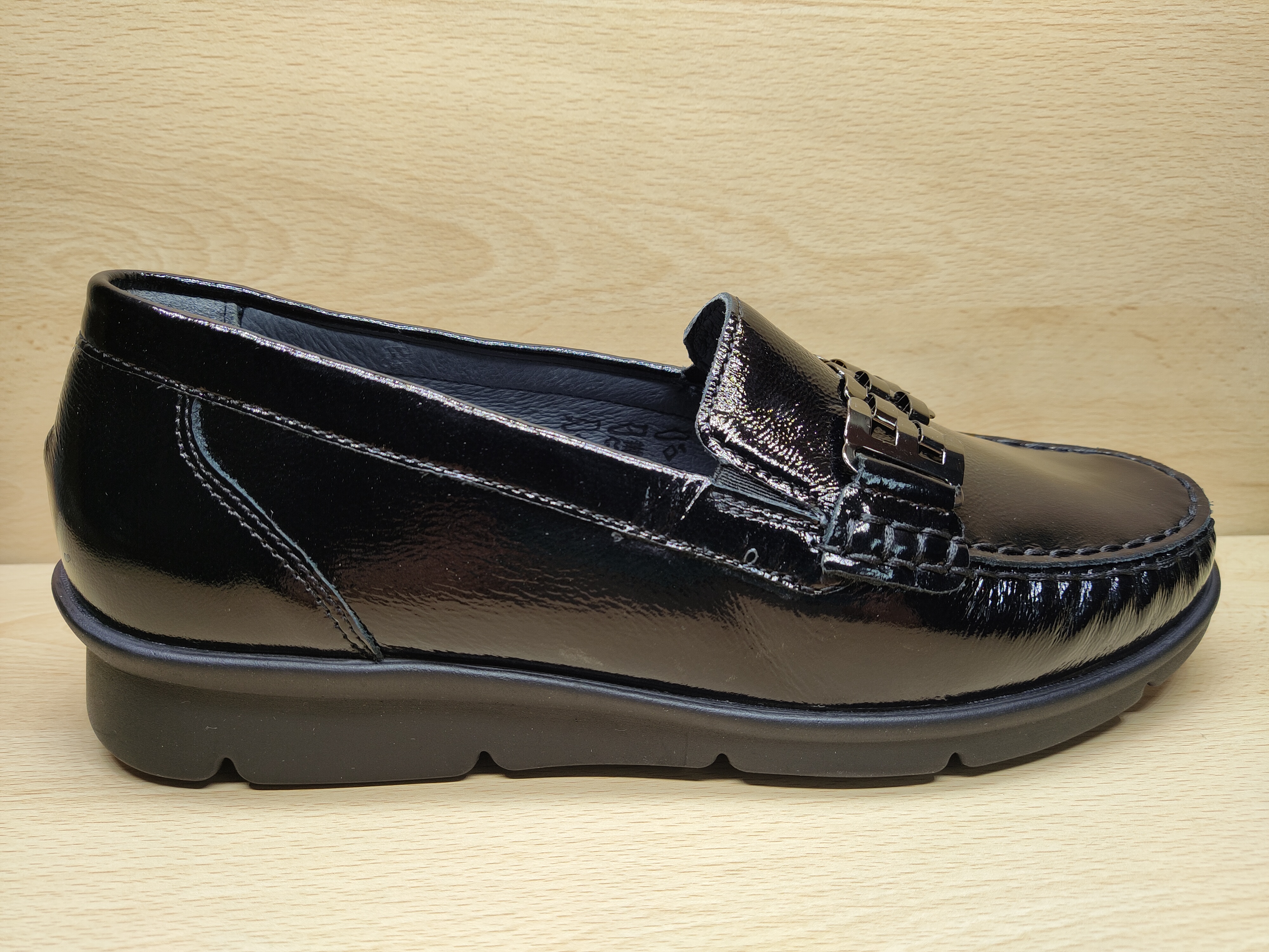 📌 WALDLAUFER Mocassin Grande Largeur Inga vernis noir