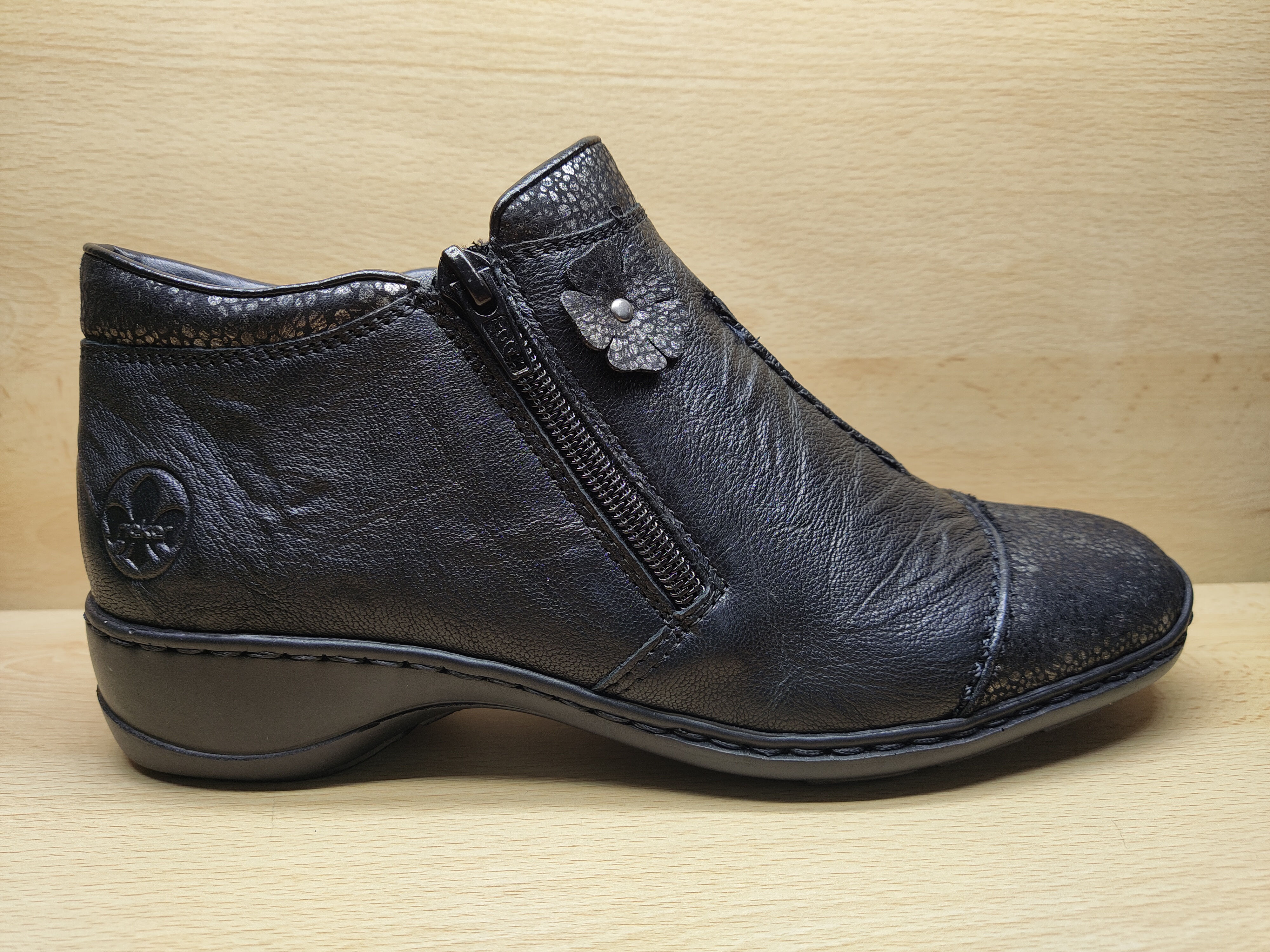 📌 RIEKER Bottillon Cuir noir