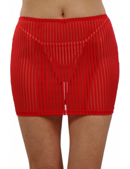 Jupe en tulle rouge à rayures opaques SoisBelle 20408-RD