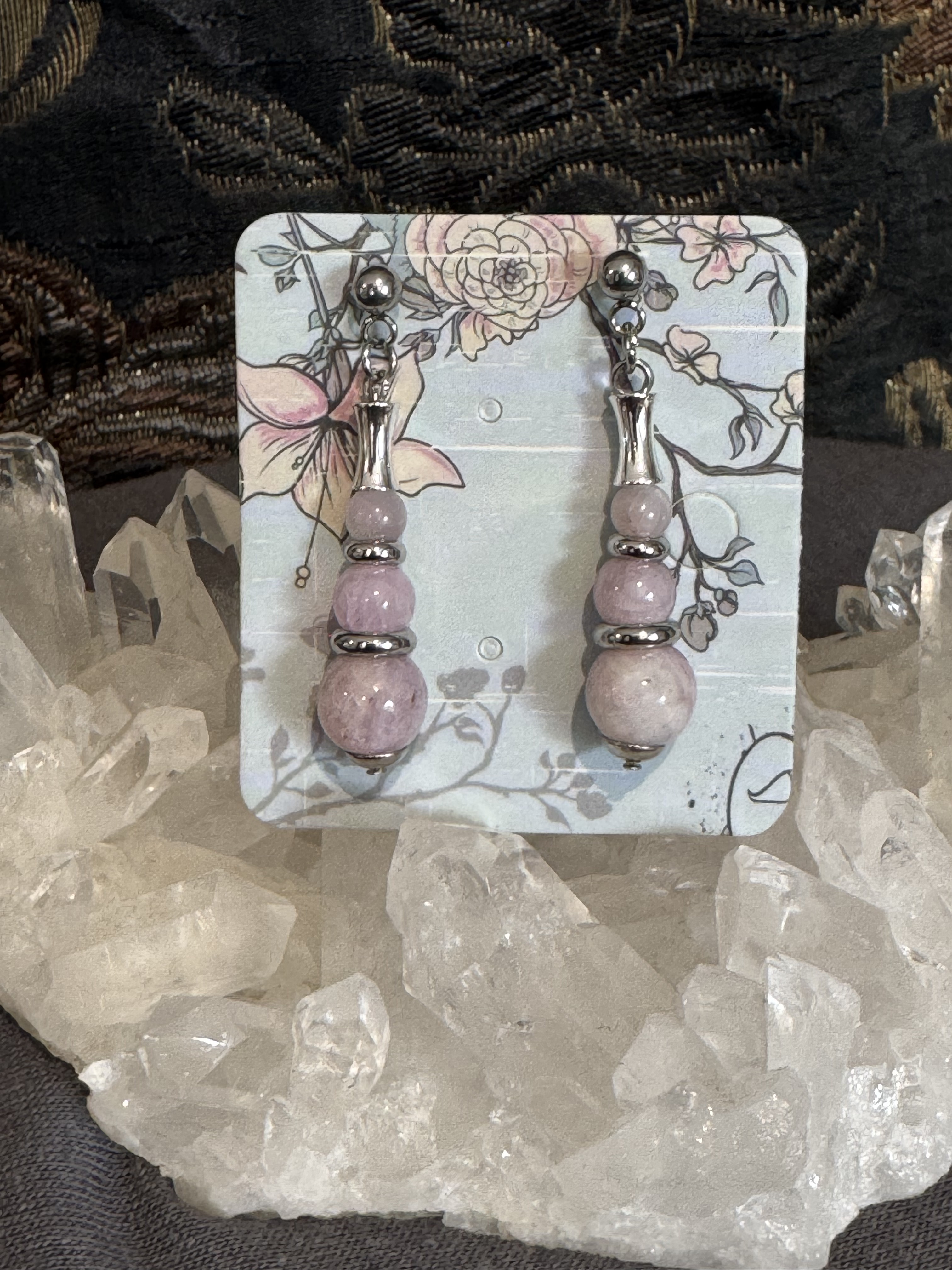 Boucles d'oreilles "Echo de Gaïa" en Kunzite