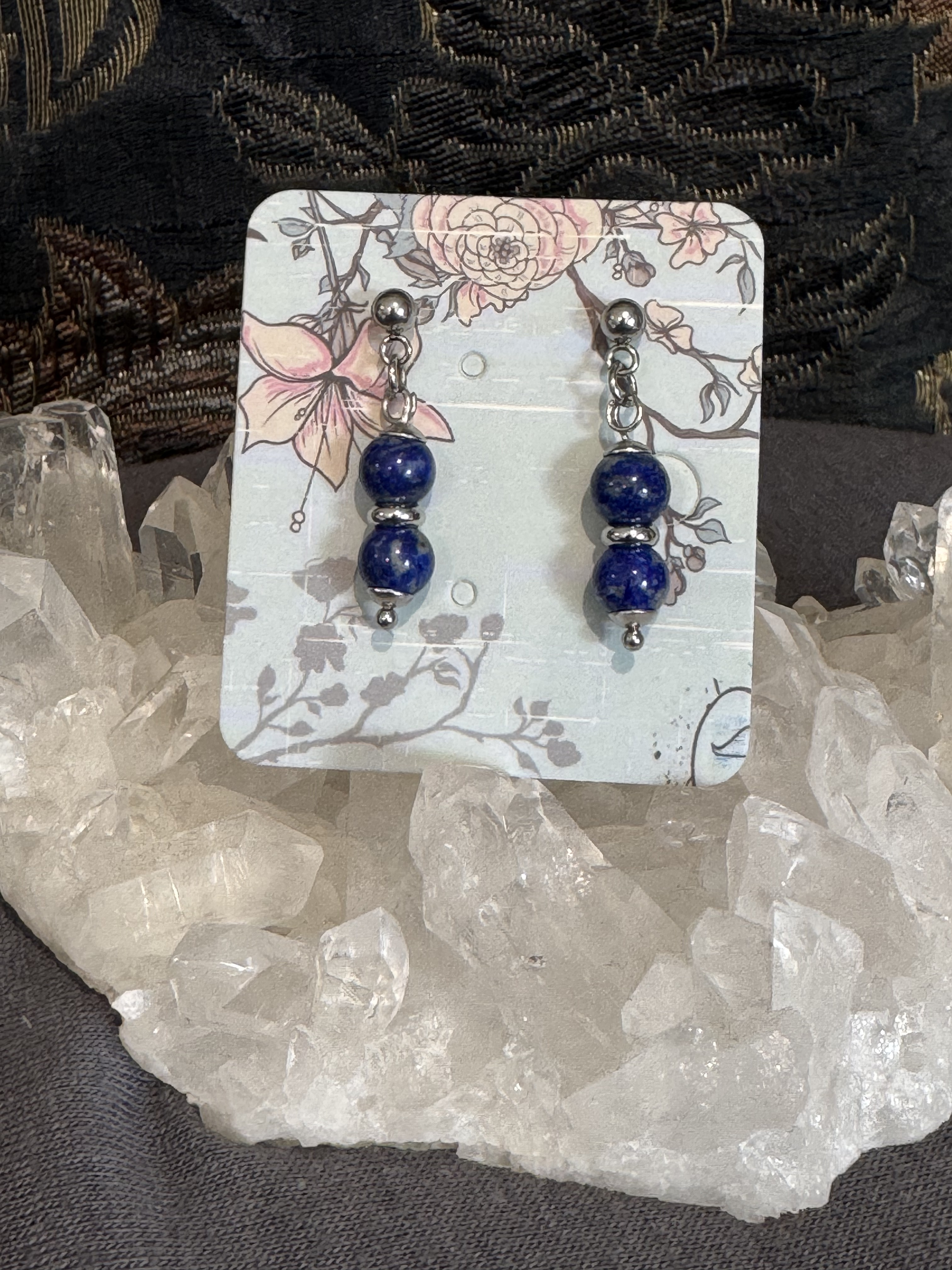 Boucles d'oreilles "Larmes du Phoenix" en Lapis Lazuli