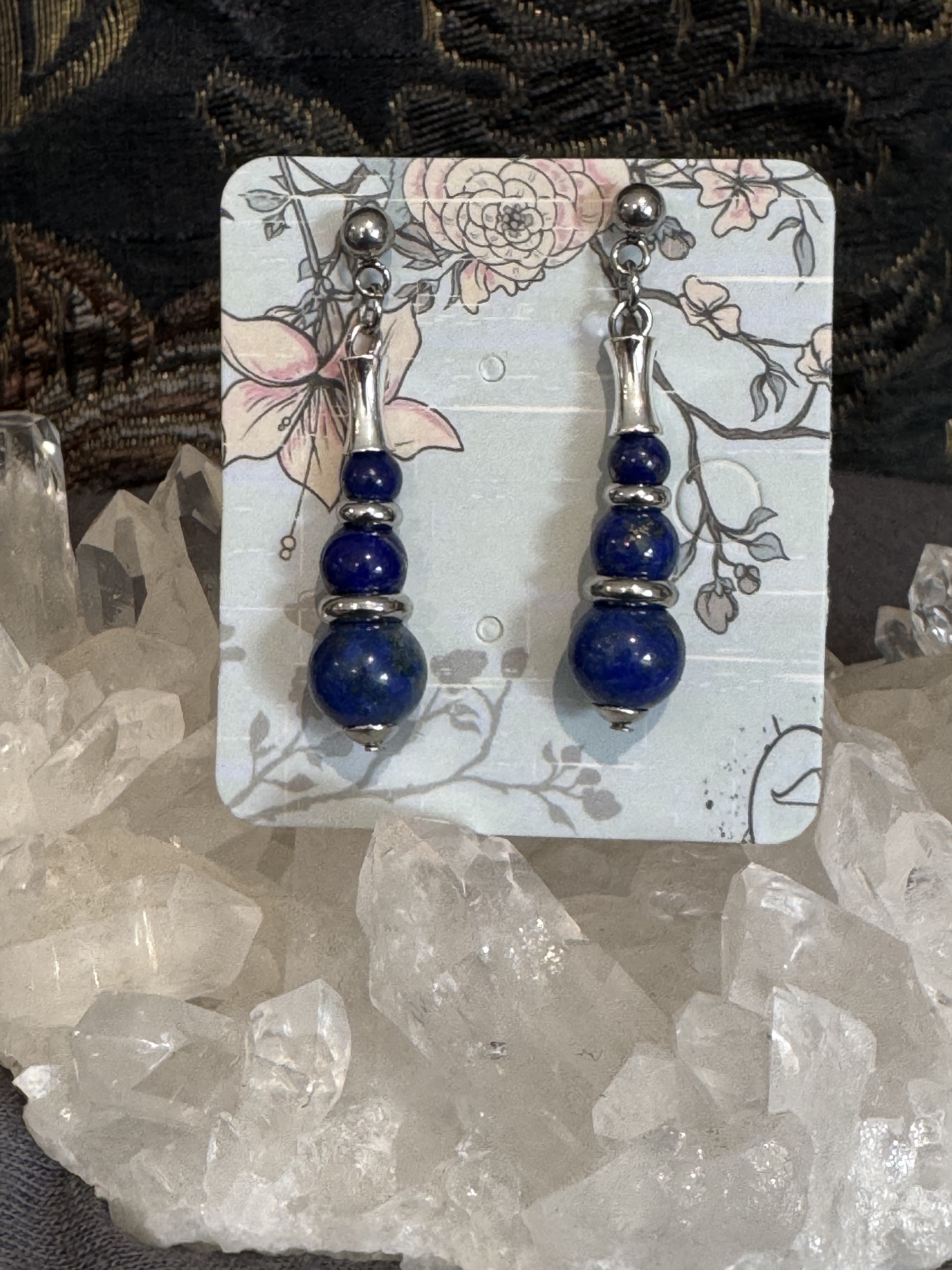 Boucles d'oreilles "Echo de Gaïa" en Lapis Lazuli