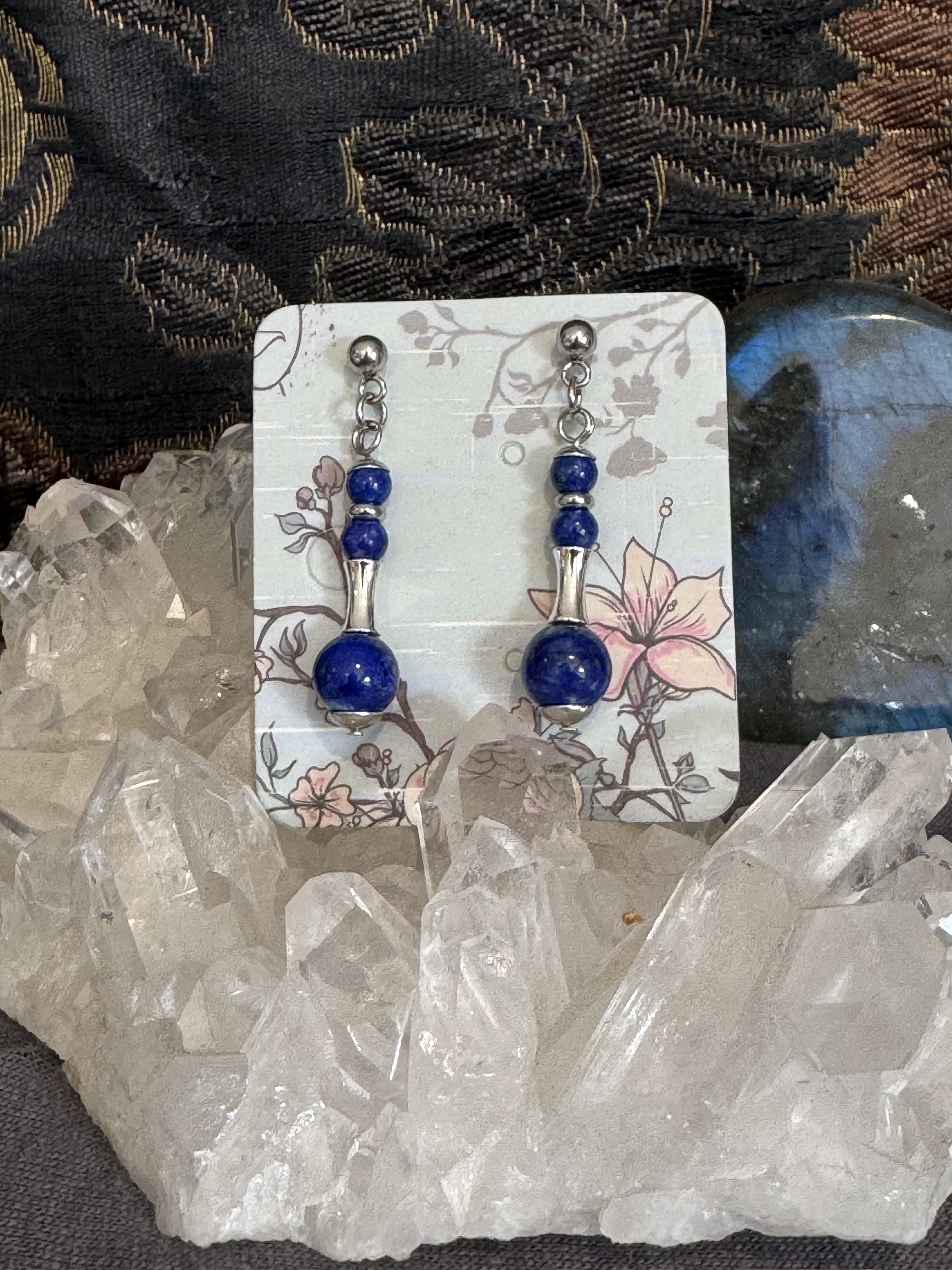 Boucles d'oreilles "Vibration Minérale" en Lapis Lazuli