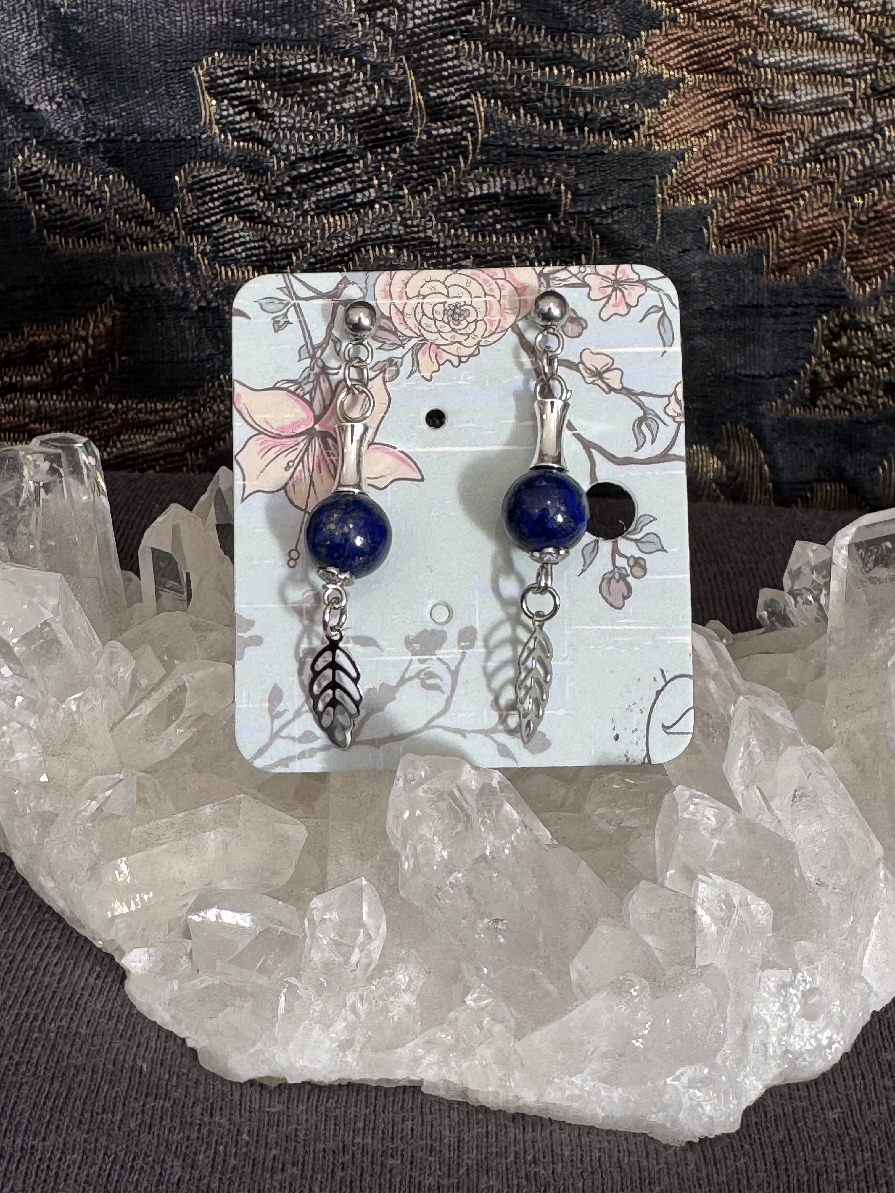 Boucles d'oreilles "Feuille d'automne" en Lapis Lazuli