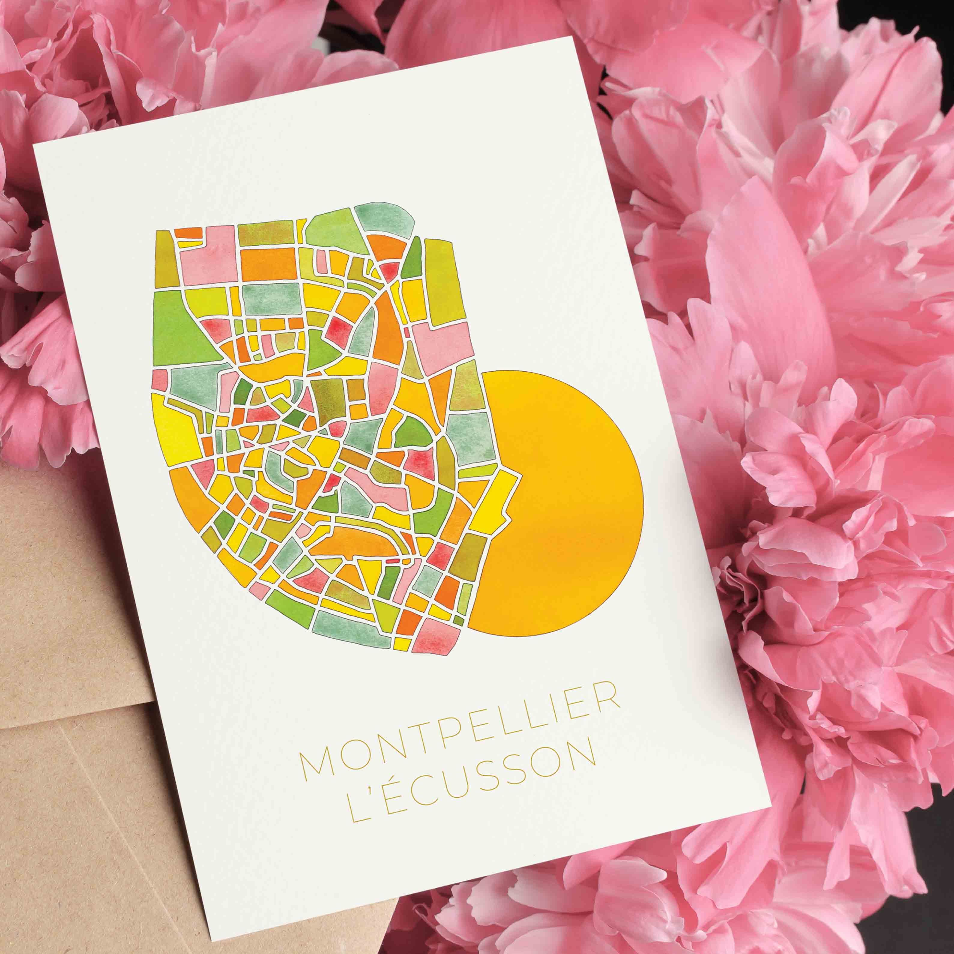 Carte postale double Montpellier L'Écusson