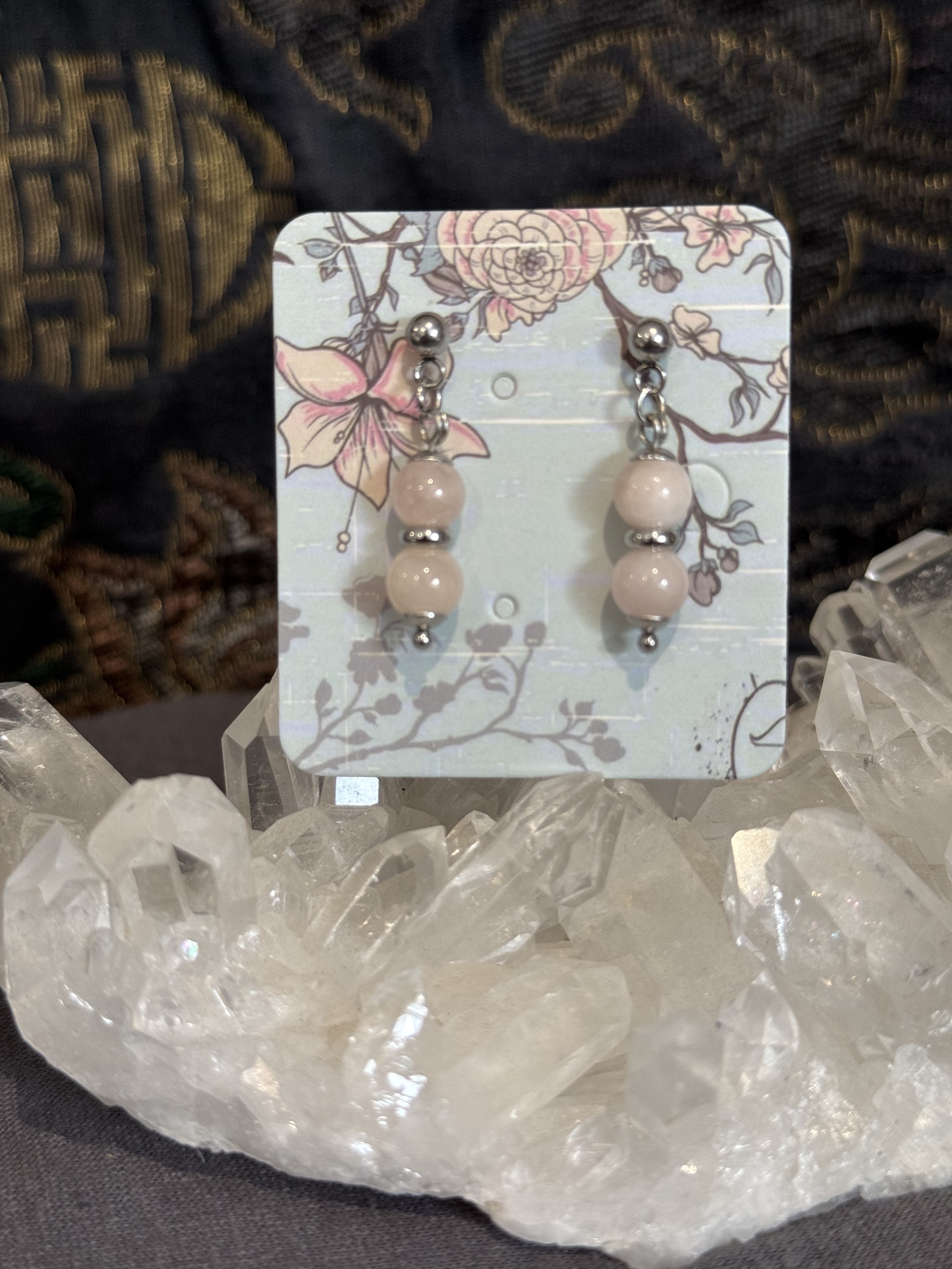 Boucles d'oreilles "Larmes du Phoenix" en Morganite