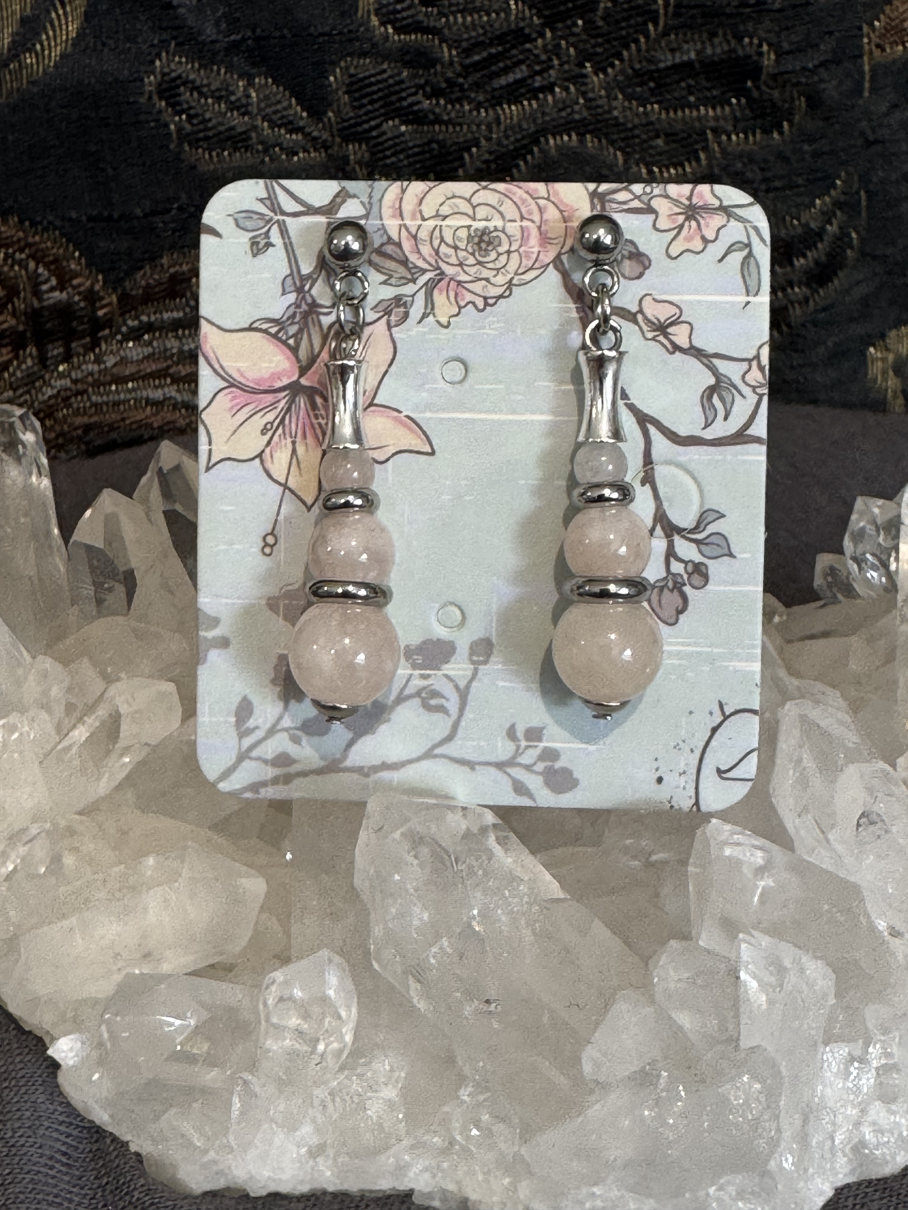 Boucles d'oreilles "Echo de Gaïa" en Morganite