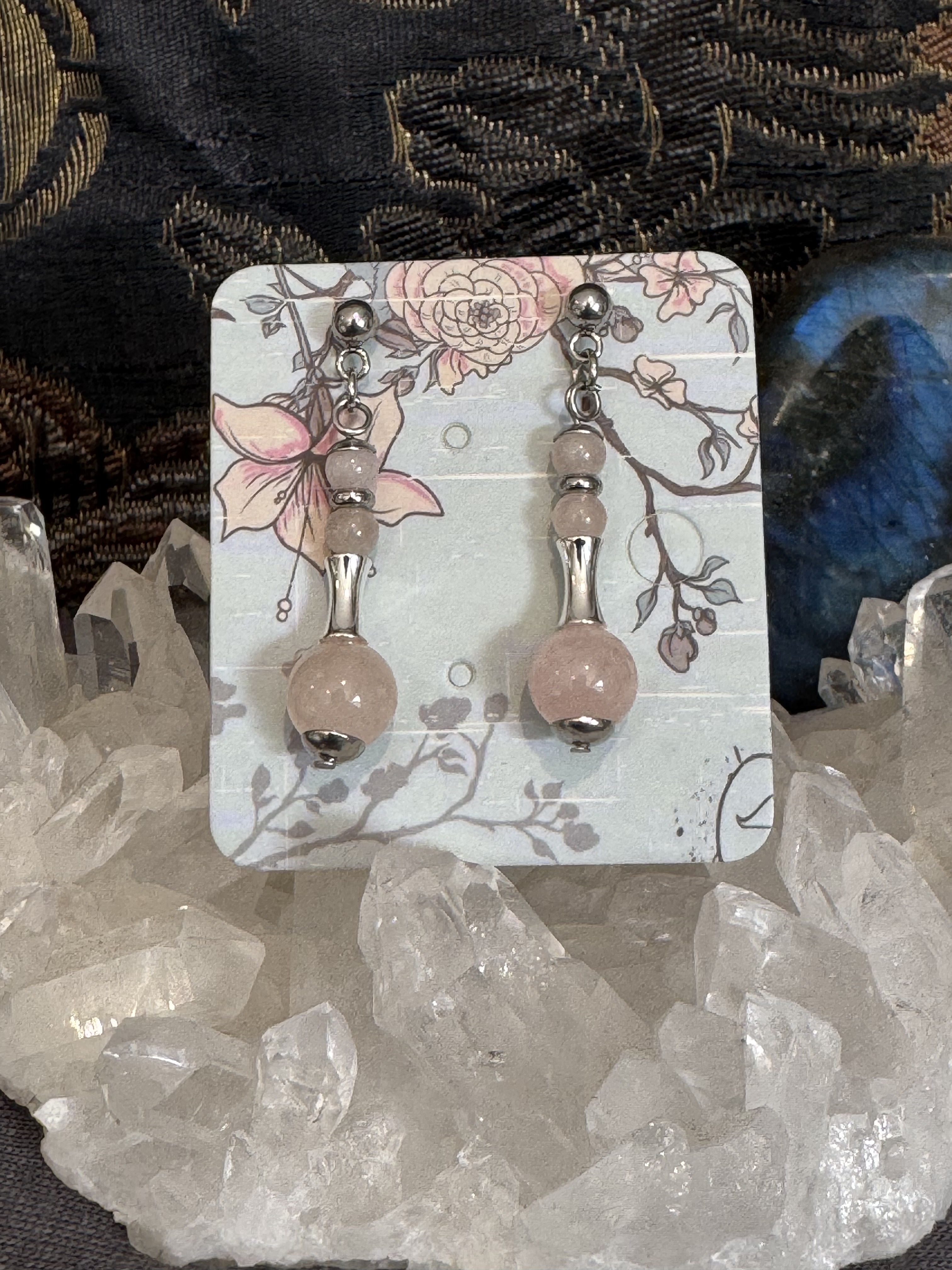 Boucles d'oreilles "Vibration Minérale" en Morganite