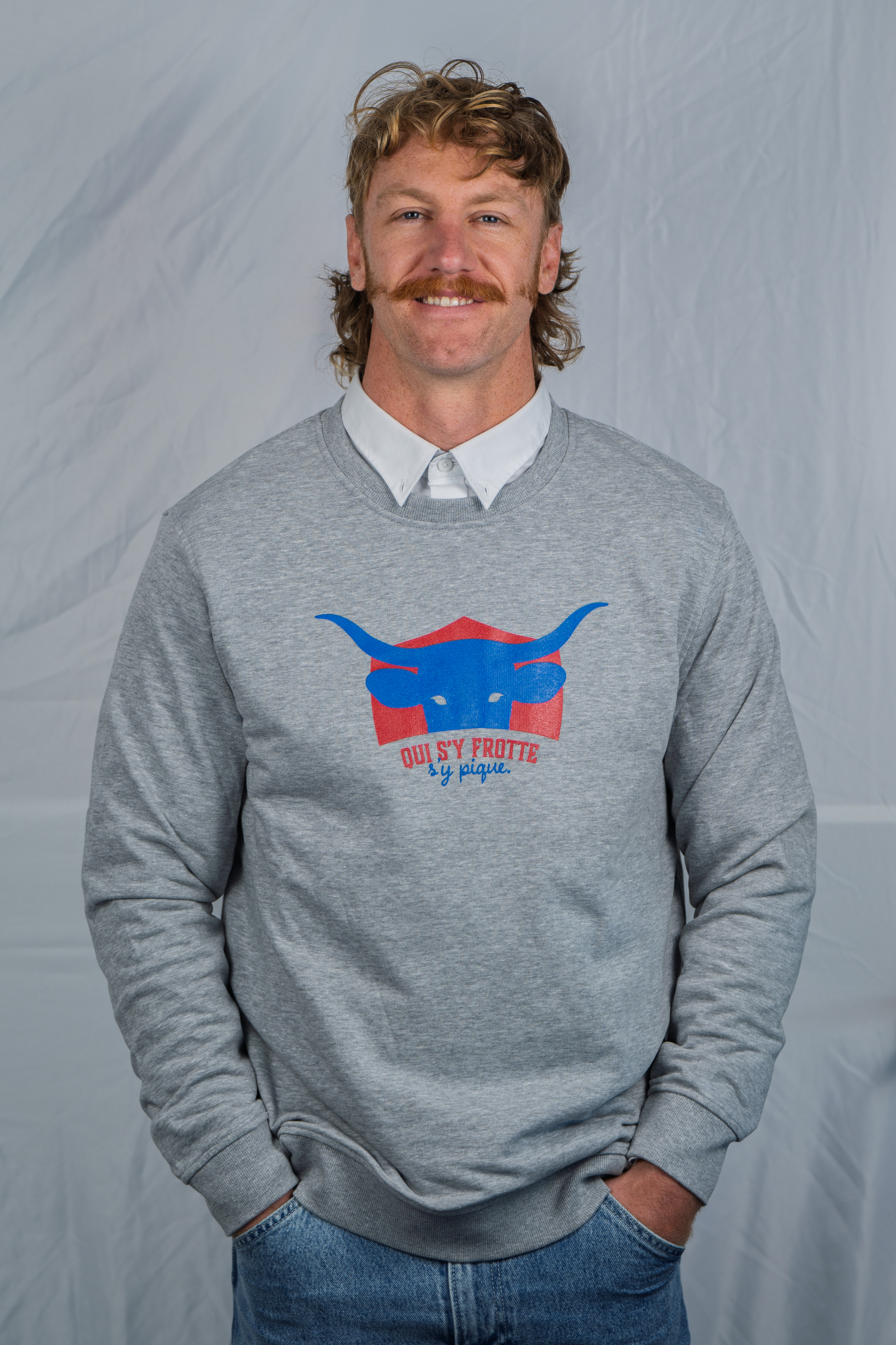 Sweat Stade Aurillacois "Qui s'y frotte s'y pique" gris