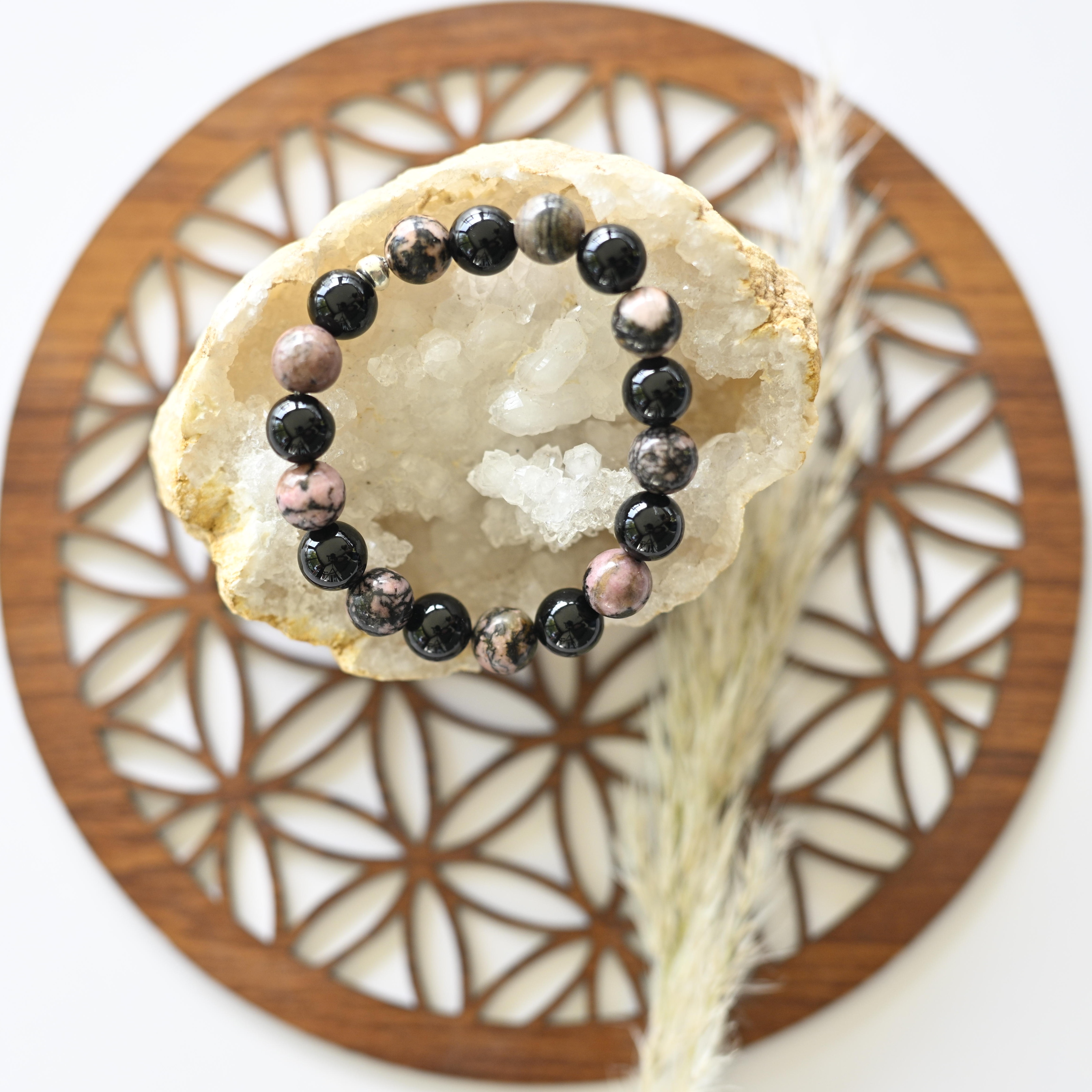 Onyx et Rhodonite 10MM