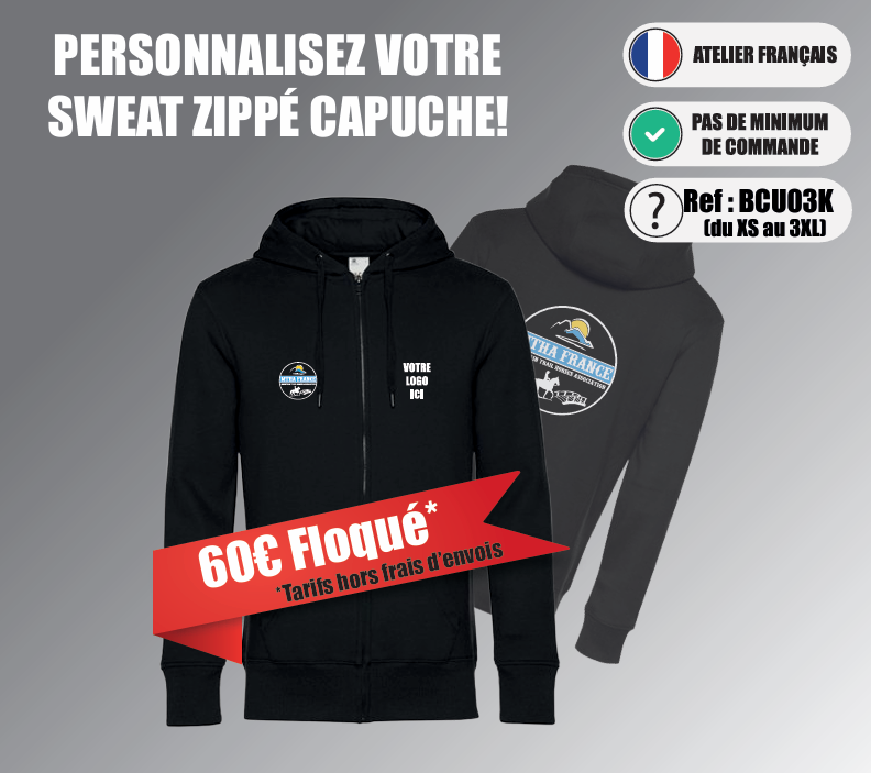 SWEAT CAPUCHE ZIPPÉ MTHA personnalisable
