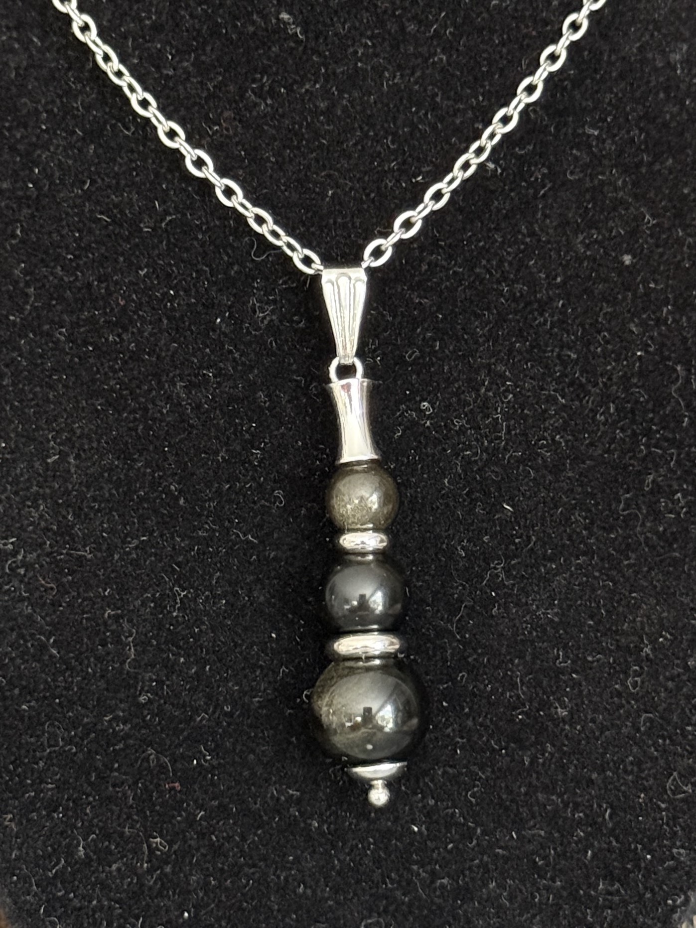 Pendentif "Echo de Gaïa" en Obsidienne Dorée