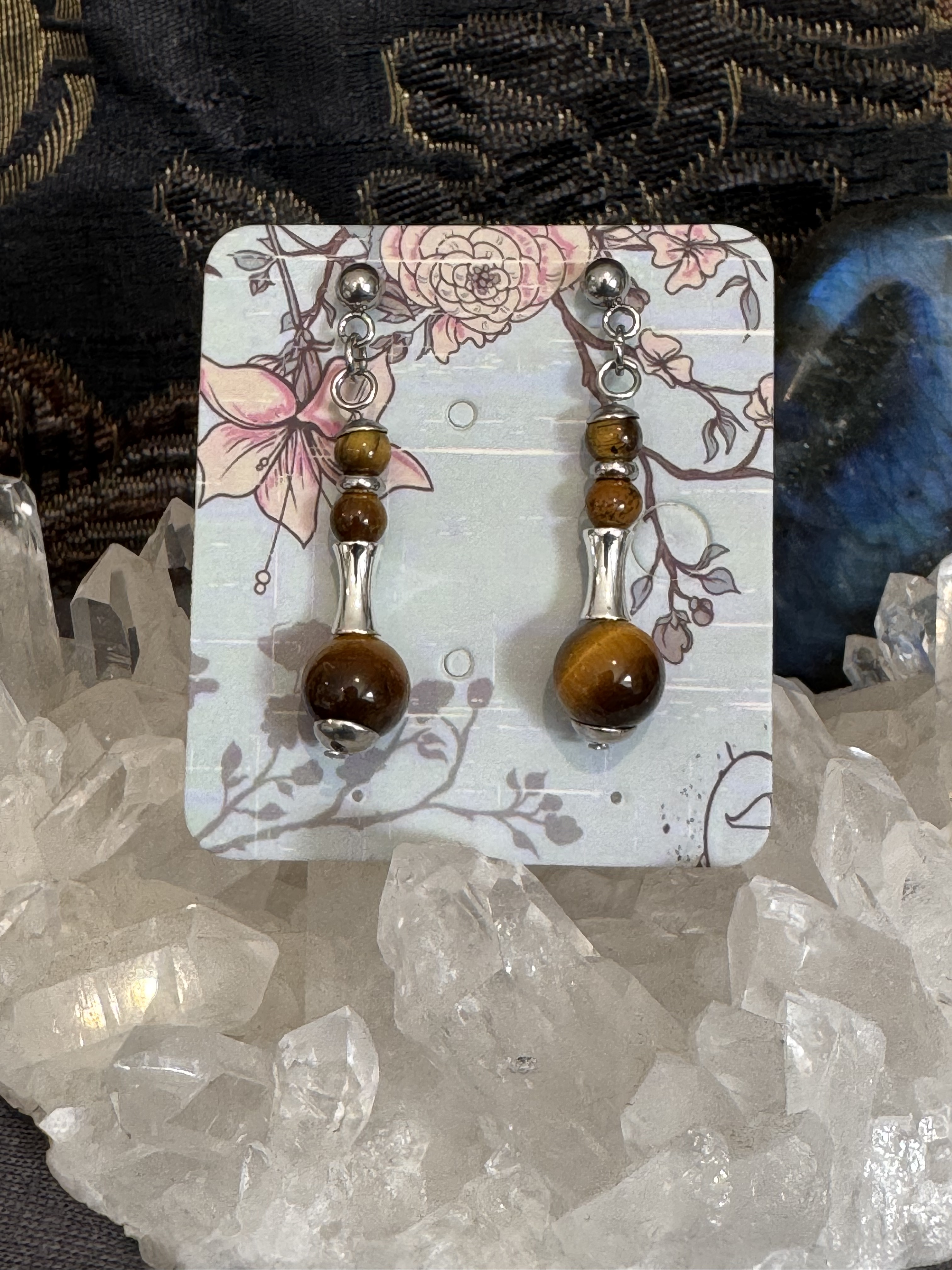 Boucles d'oreilles "Vibration Minérale" en Œil du tigre