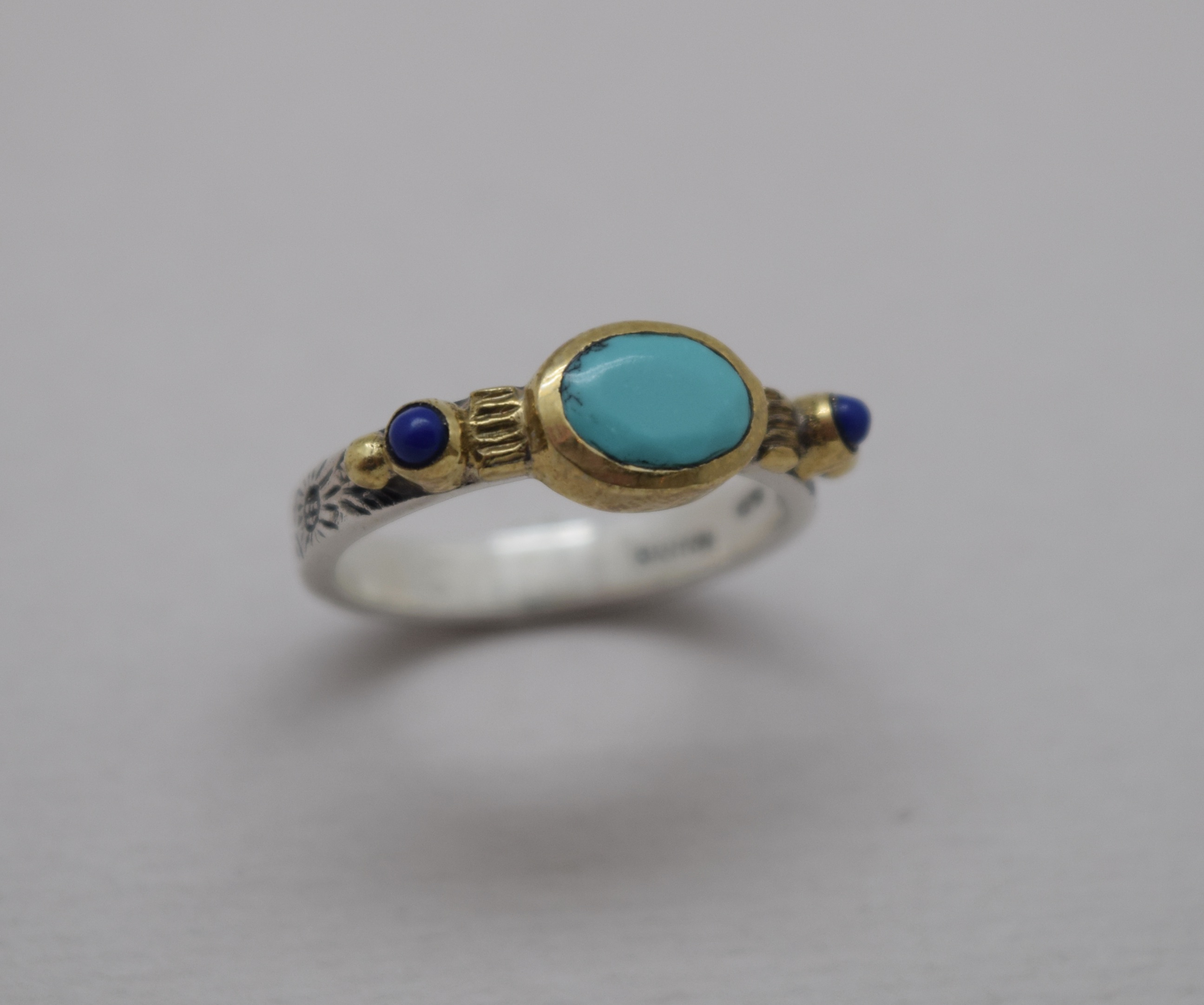 BAGUE LITTLE ETHNIQUE TURQUOISE & LAPIS LAZULI