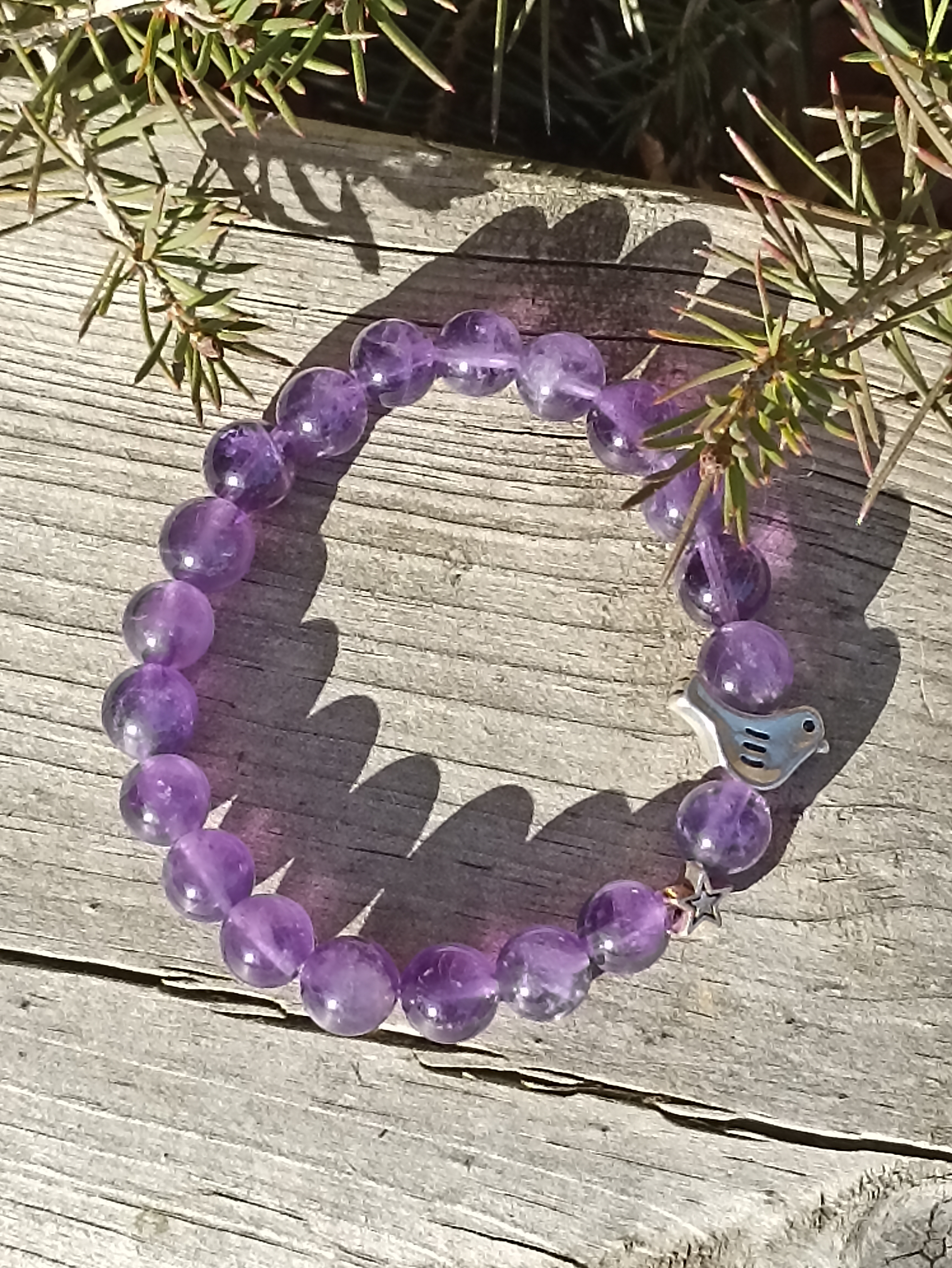 bracelet améthyste & perle 