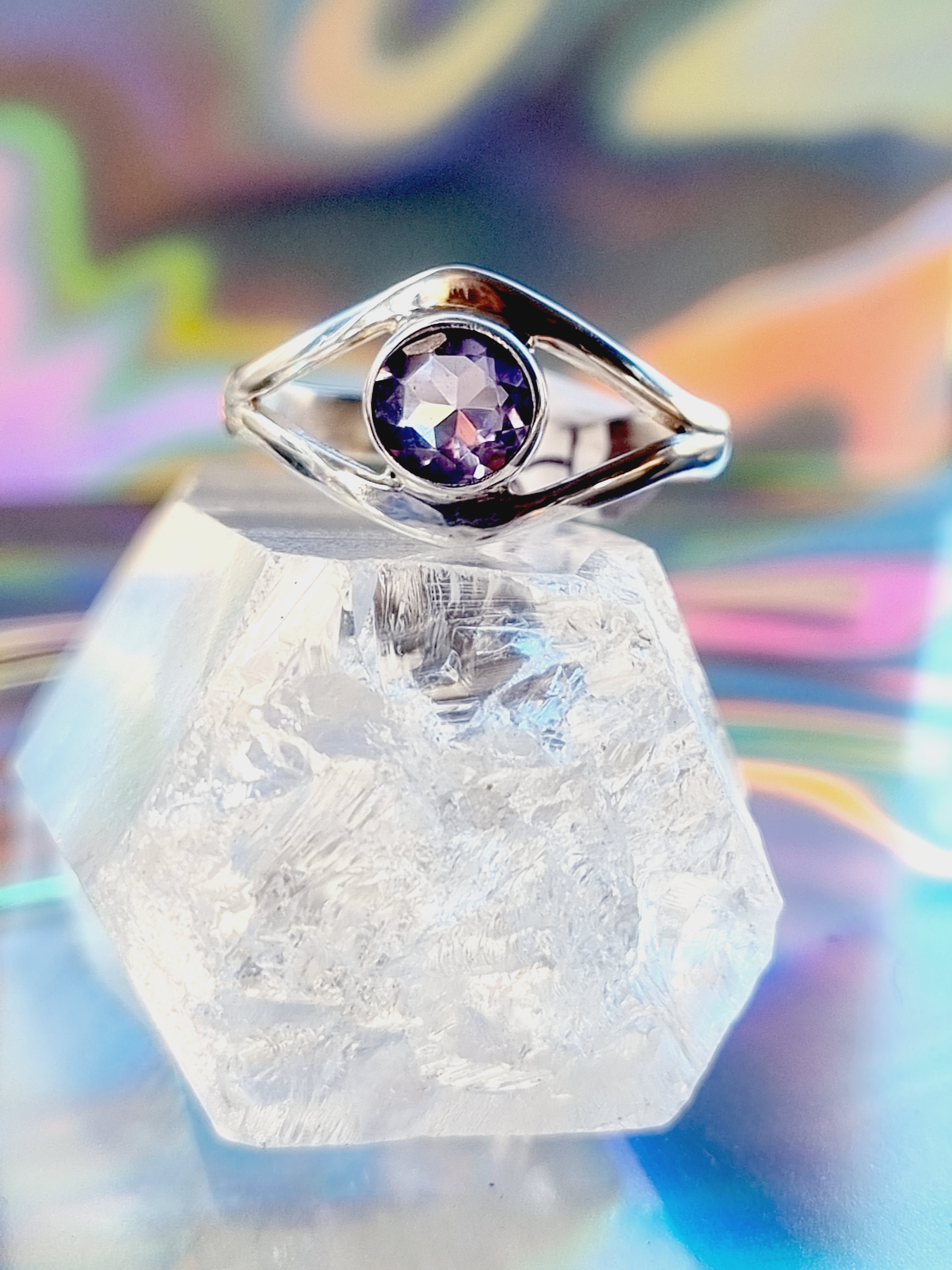 Bague Améthyste et Argent Eyes