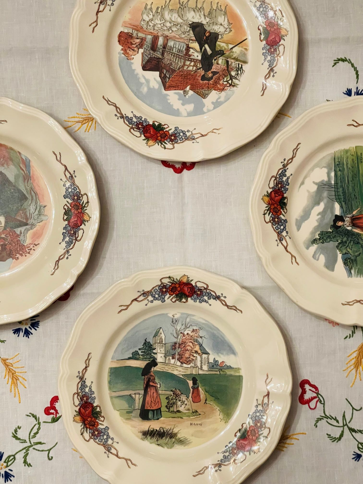 4 assiettes Sarreguemines Obernai