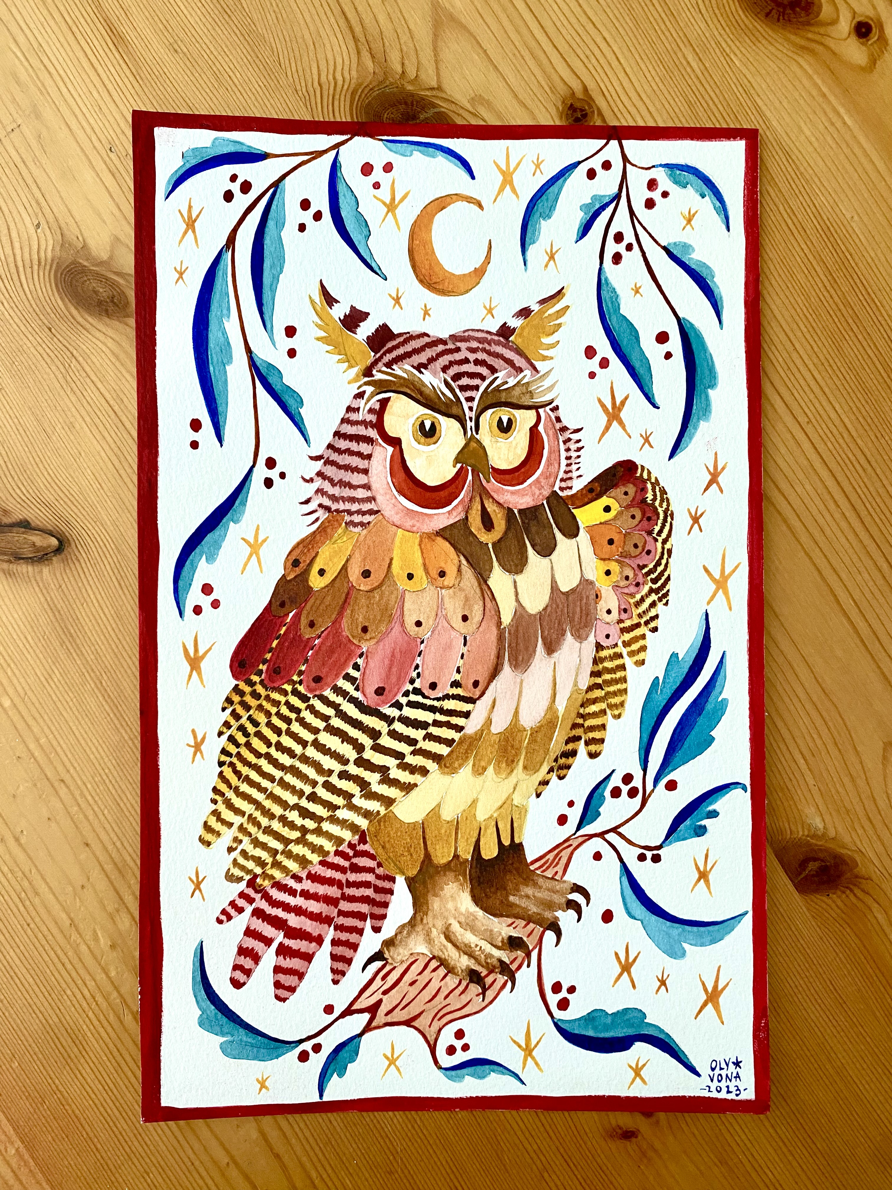 AQUARELLE - HIBOU 