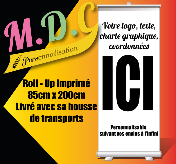 Roll up  impression quadri recto + sac de transport (à personnaliser)