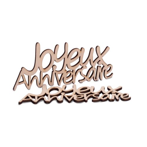4 décos Joyeux anniversaire bois 11.5/5 cm