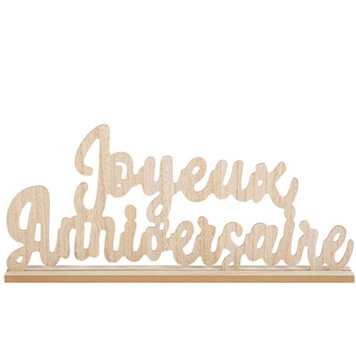 Joyeux Anniversaire bois su_r socle 40/19/4cm
