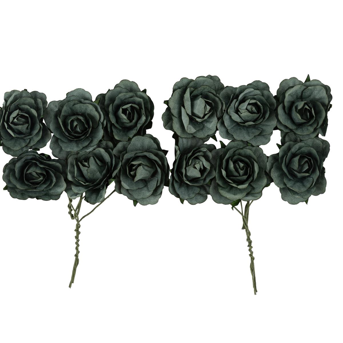 12 roses vert 3.5cm sur tige