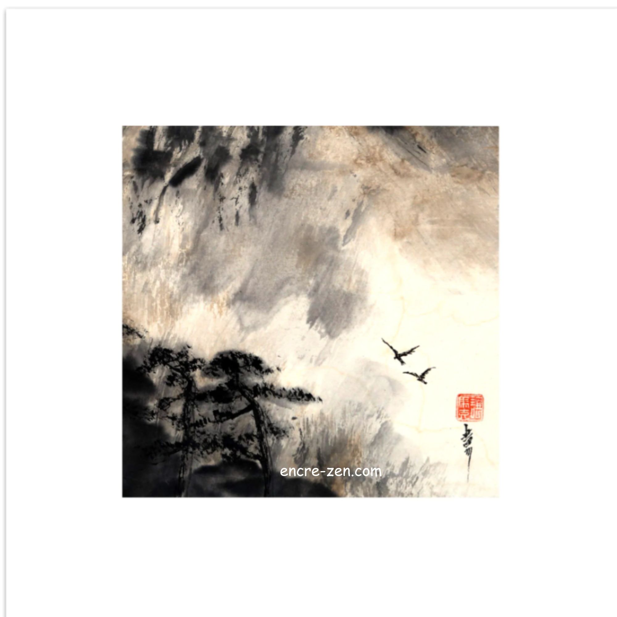  "Clarté du lointain – Deux aigles sous la brume"