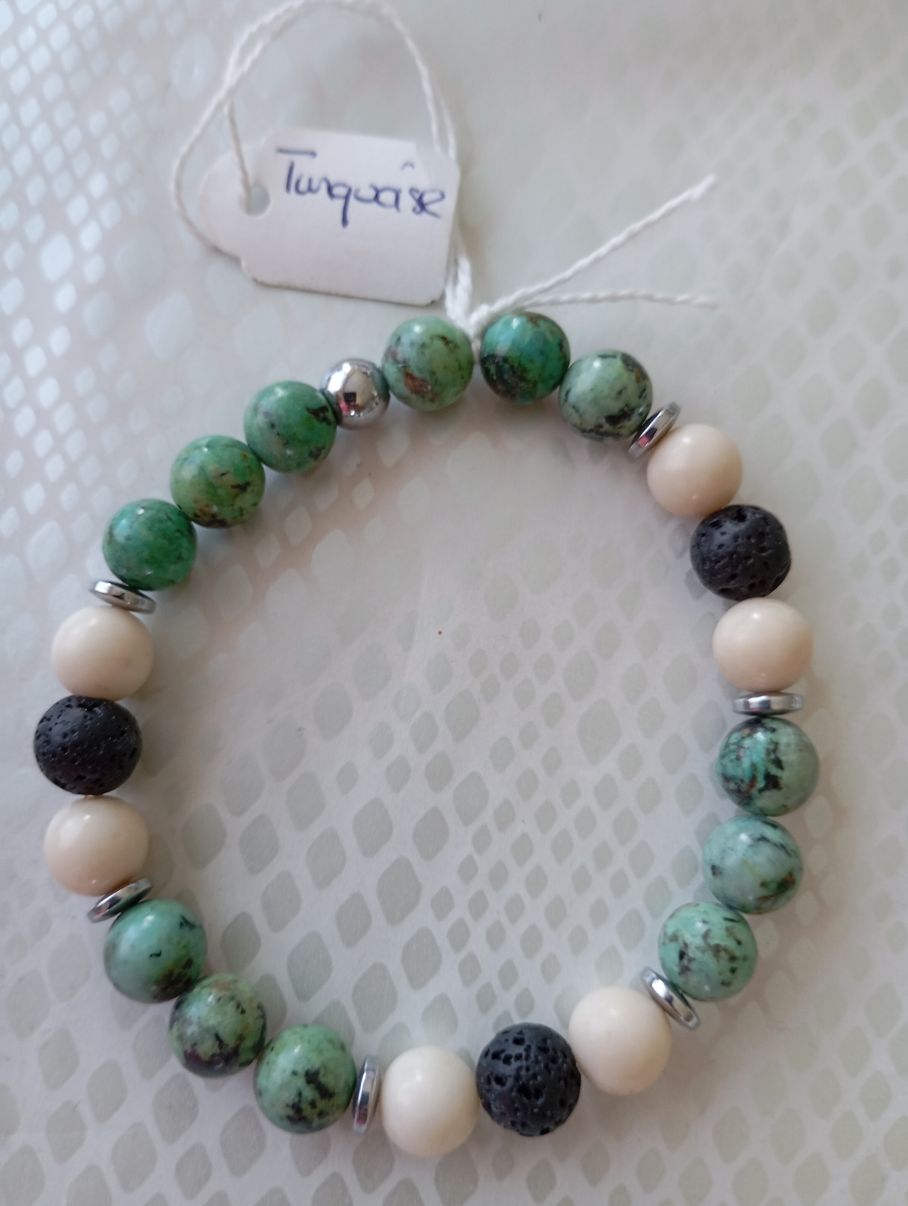 Turquoise Bois pétrifié et Pierre de lave
