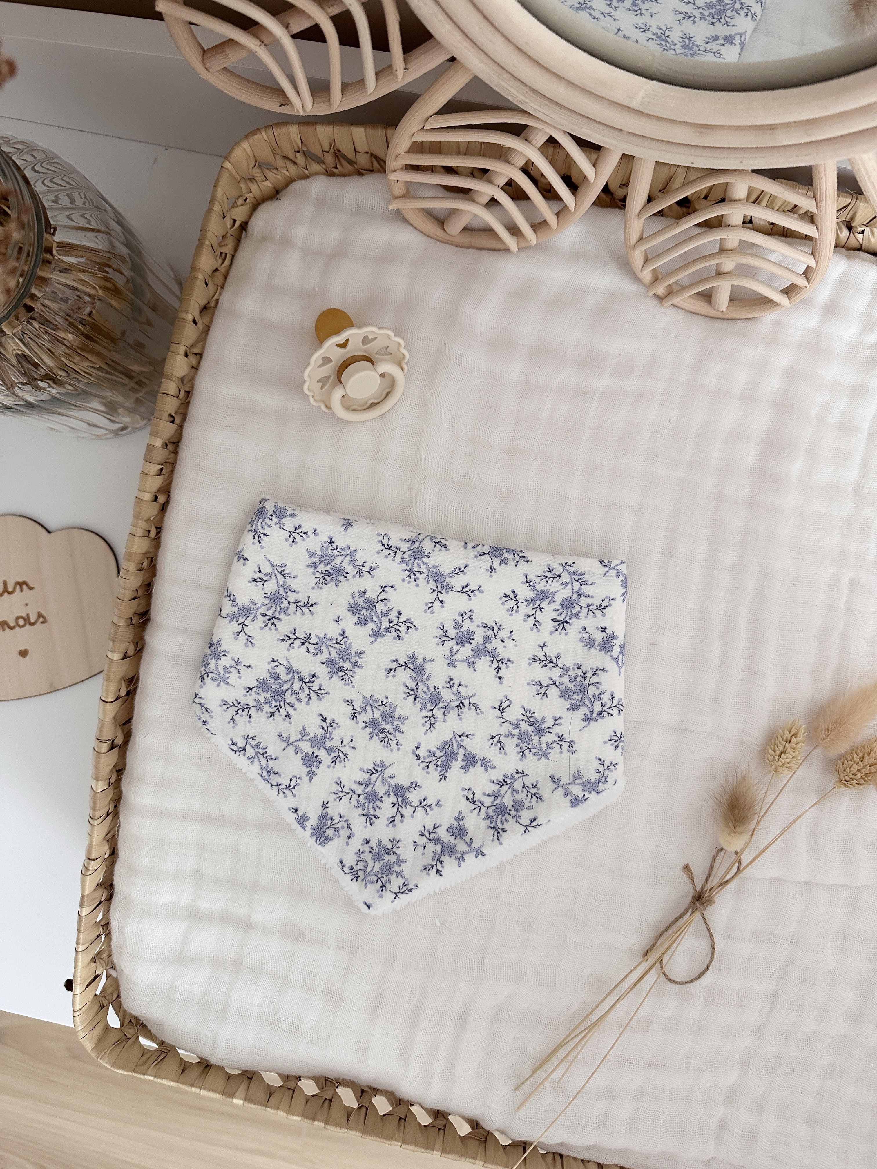 Bavoir Bandana - Branches bleues 