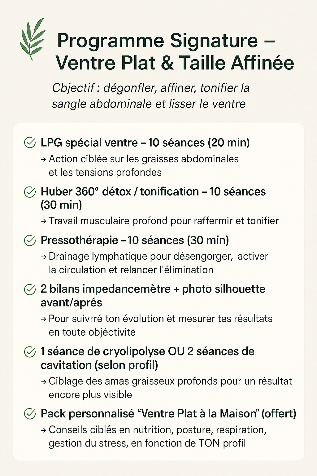 PROGRAMME SIGNATURE " Ventre Plat & Taille Affinée" 