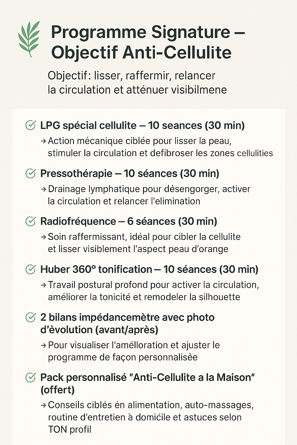 PROGRAMME SIGNATURE " Anti-Cellulite- Raffermissement" 