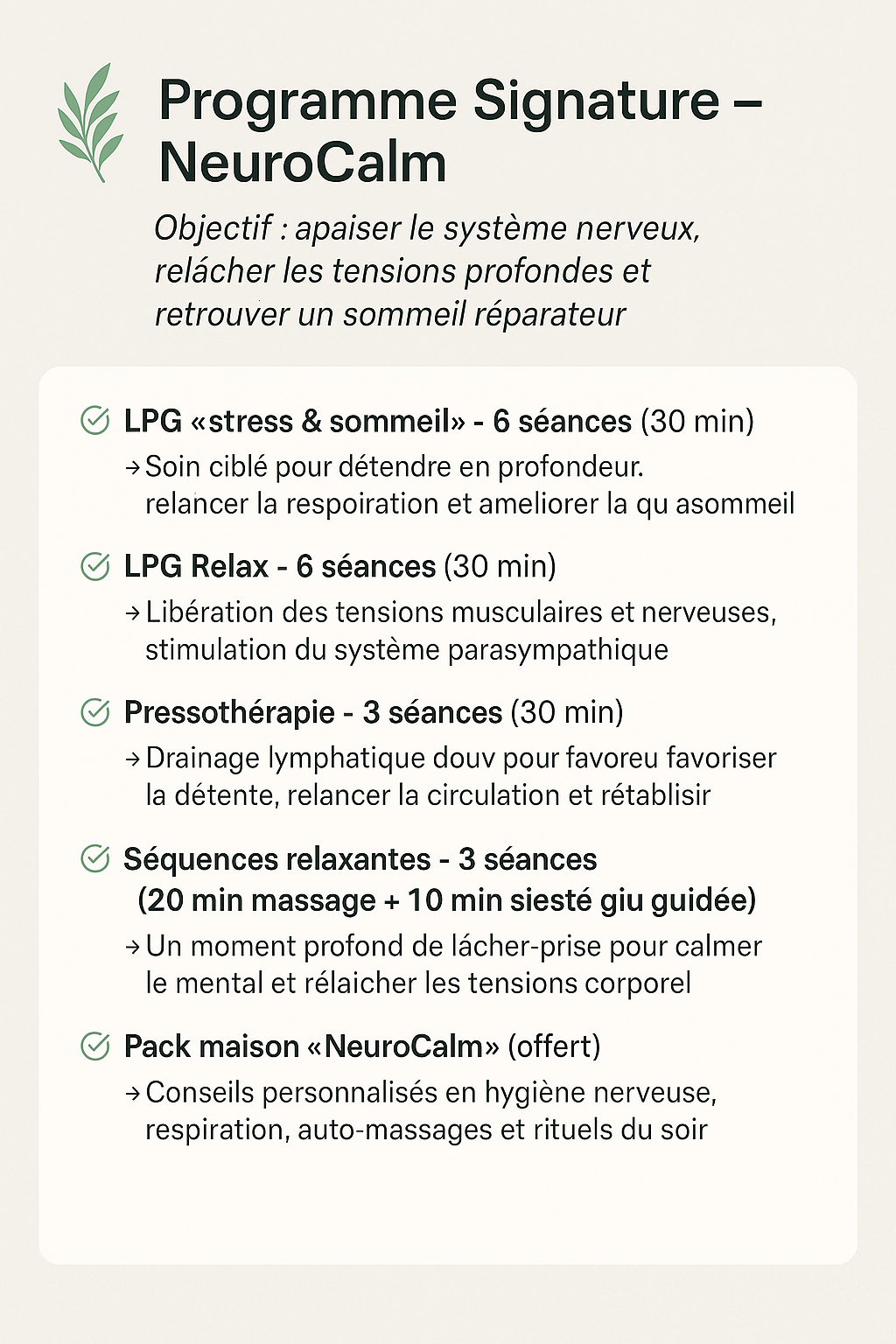 PROGRAMME SIGNATURE " NeuroCalm " 