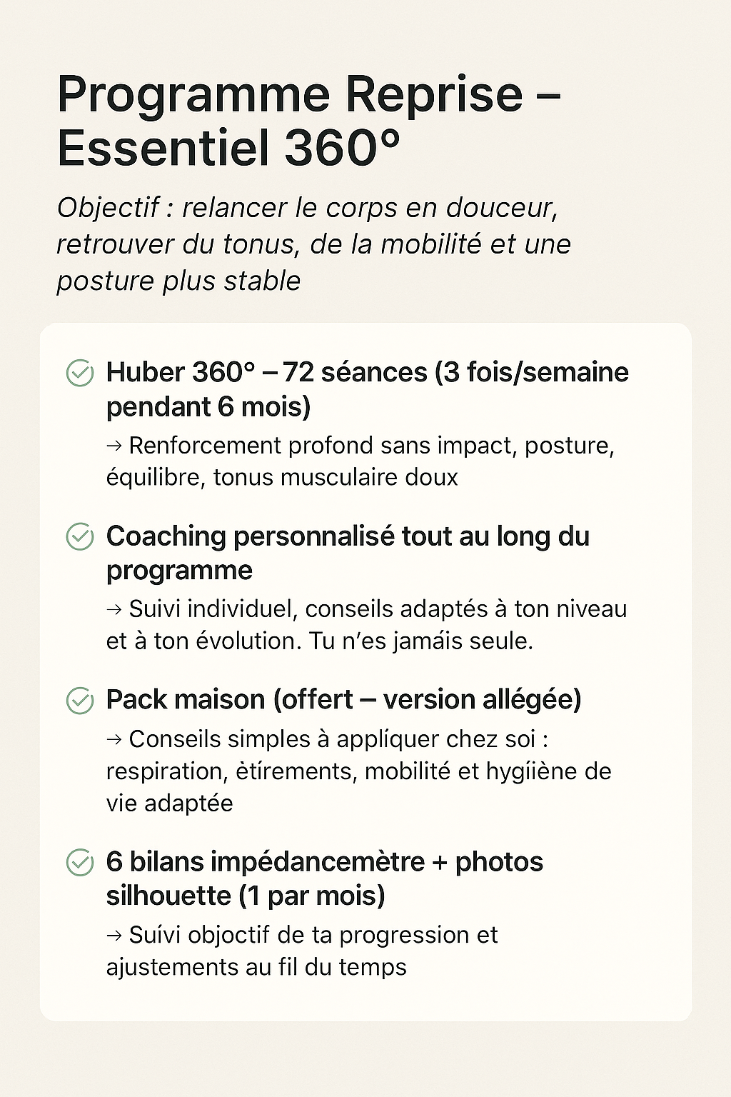 PROGRAMME REPRISE DOUCE - Essentiel 360°
