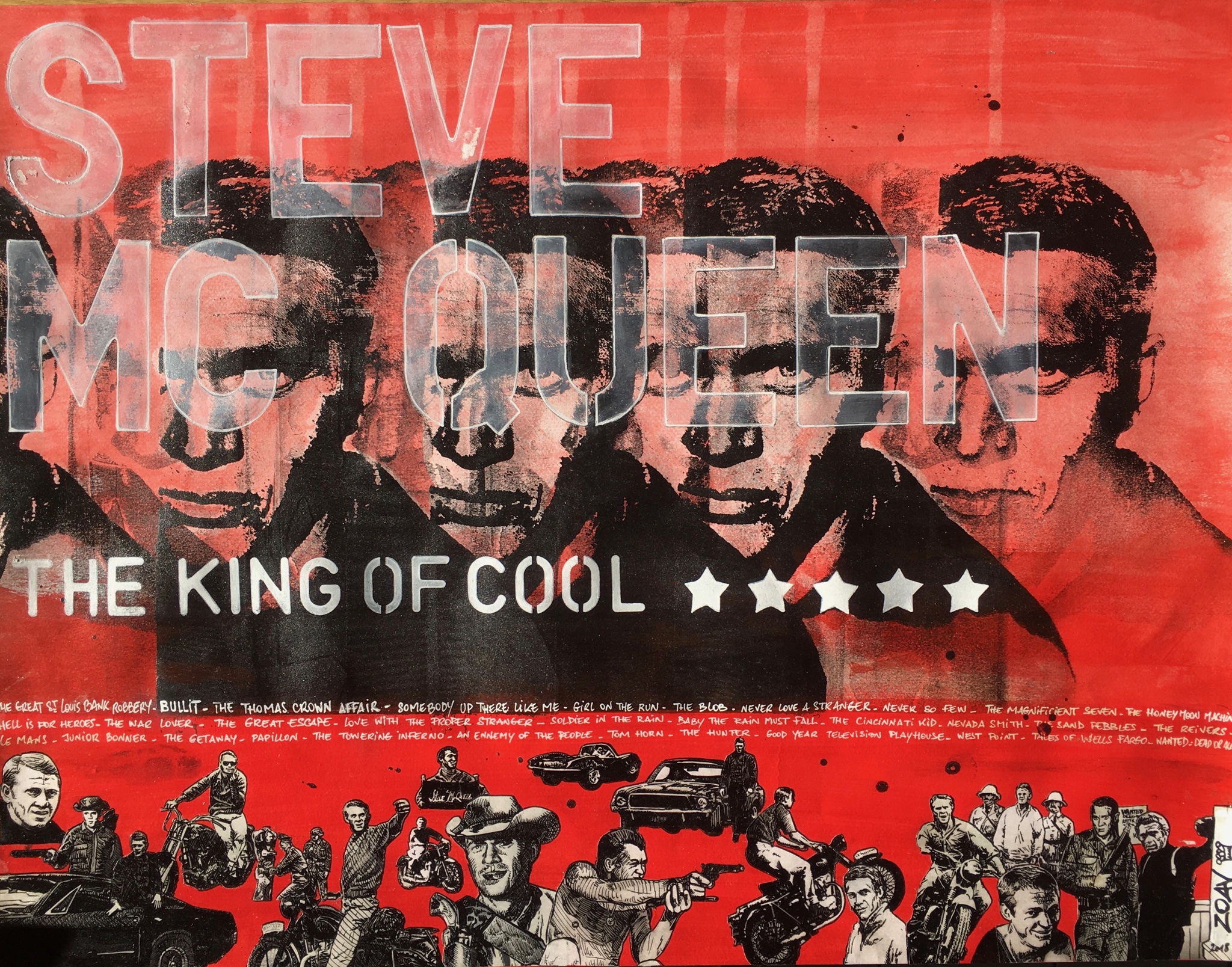 "Red Steve Mc Queeen, The King Of Cool" - Impression sur papier premium - 14,8 cm x 10,5 cm