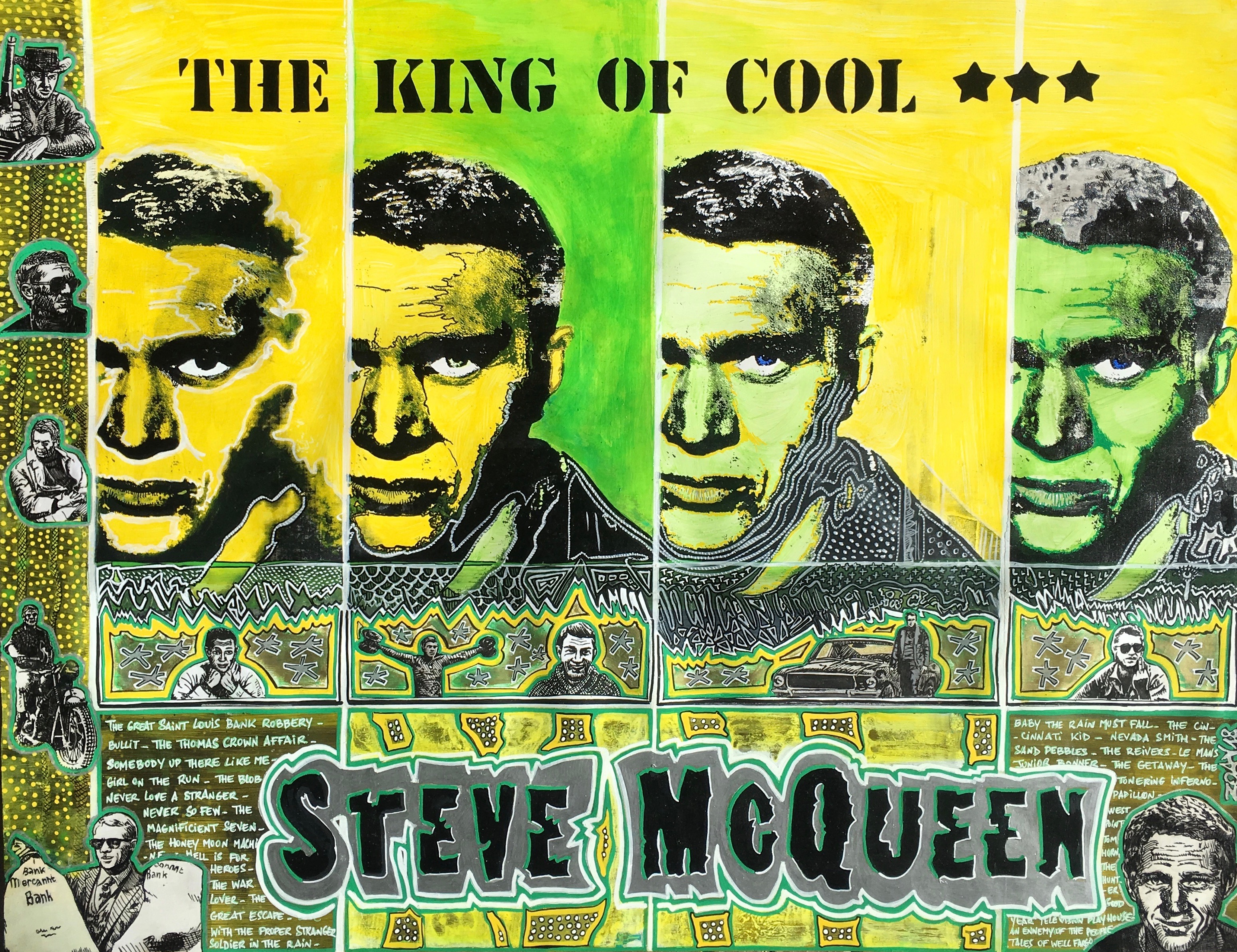 "Yellow And Green Steve Mc Queen, The King Of Cool" (original)