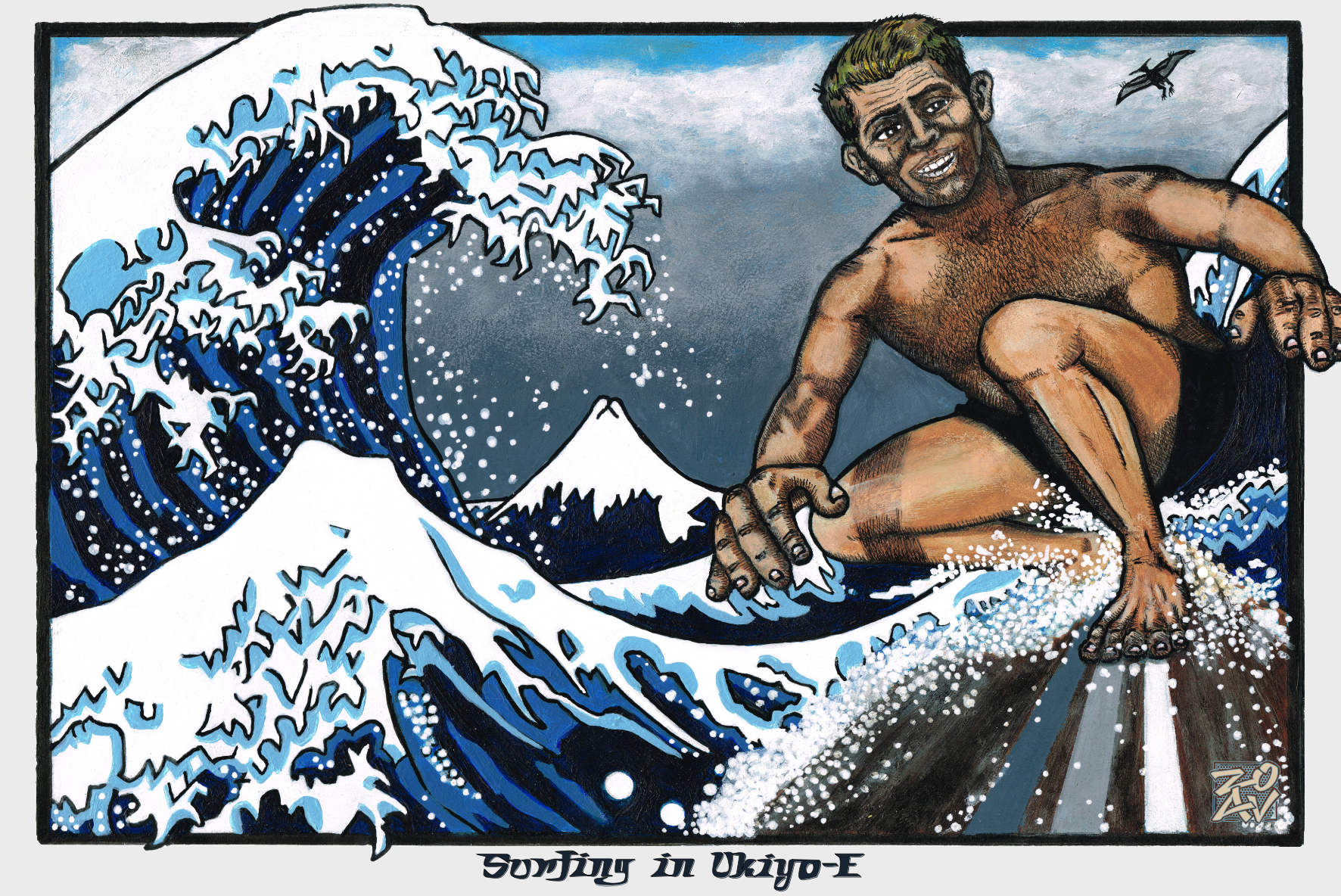 "Surfing In Ukiyo-E" - Impression HD sur dibond - 45 cm x 30 cm