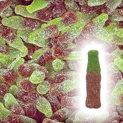 bouteille coca acidulé marron et verte 100 g