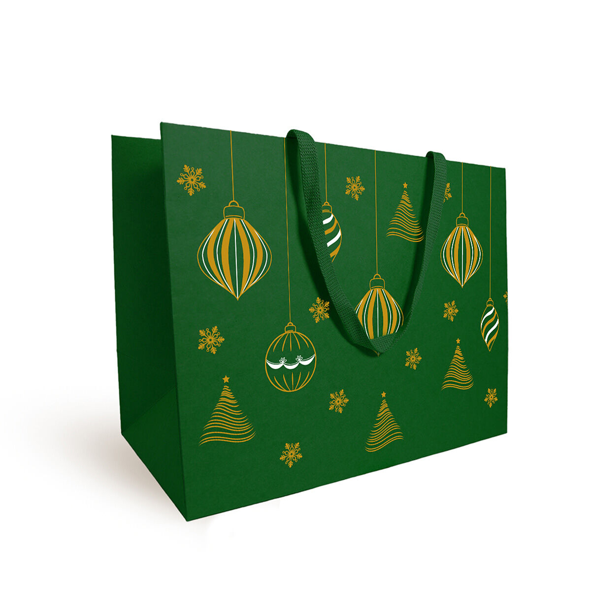 10 Sacs cadeaux motif vert 25+10x22cm