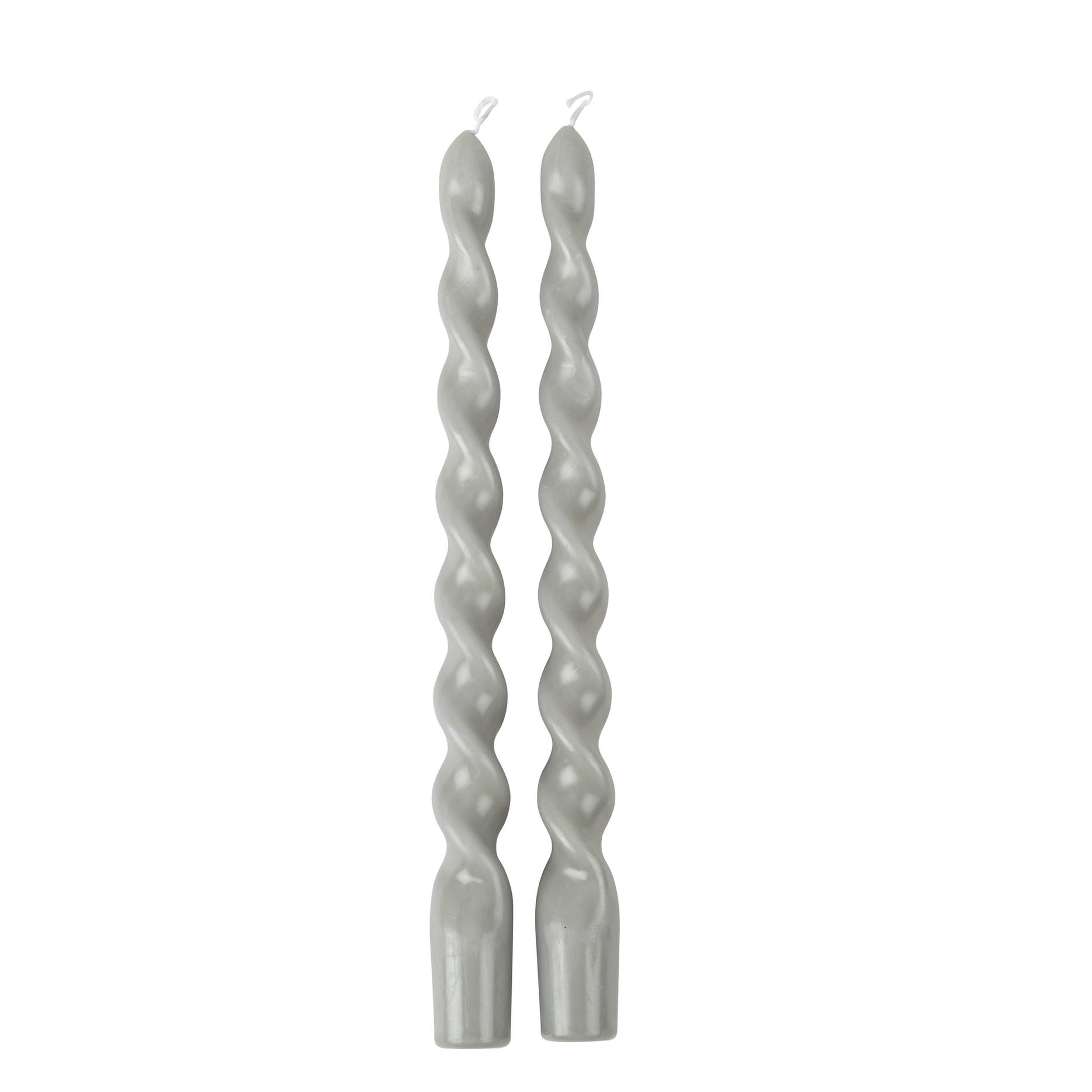 2 bougies torsadées Vert de Gris
