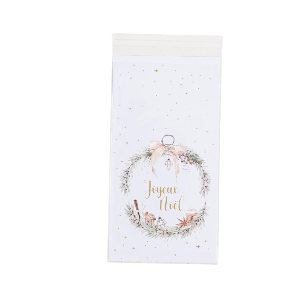 10 Sachets Alimentaires Fermeture Adhésive Vert, Beige et Or 8,7x16cm