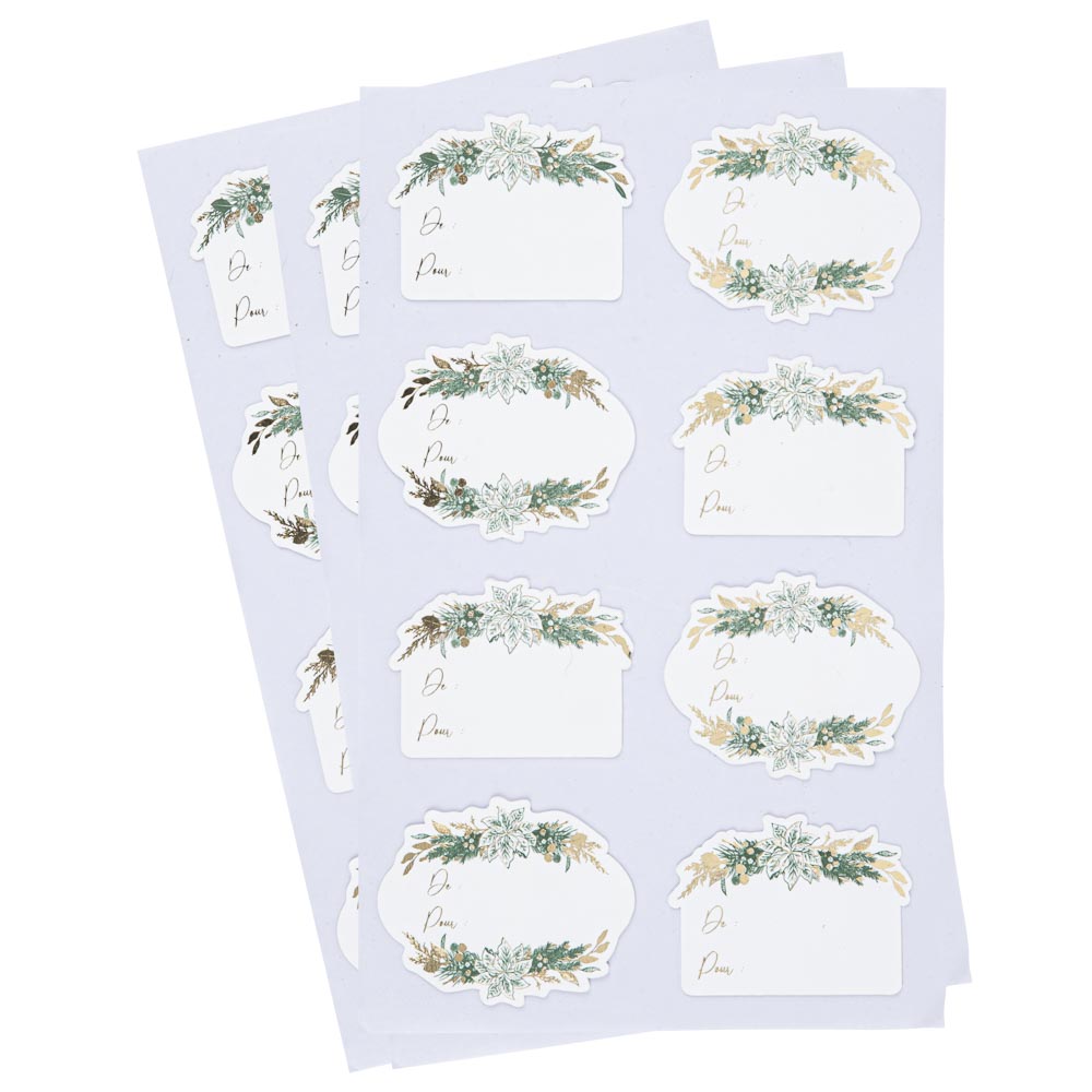 24 stickers cadeaux naturel/or