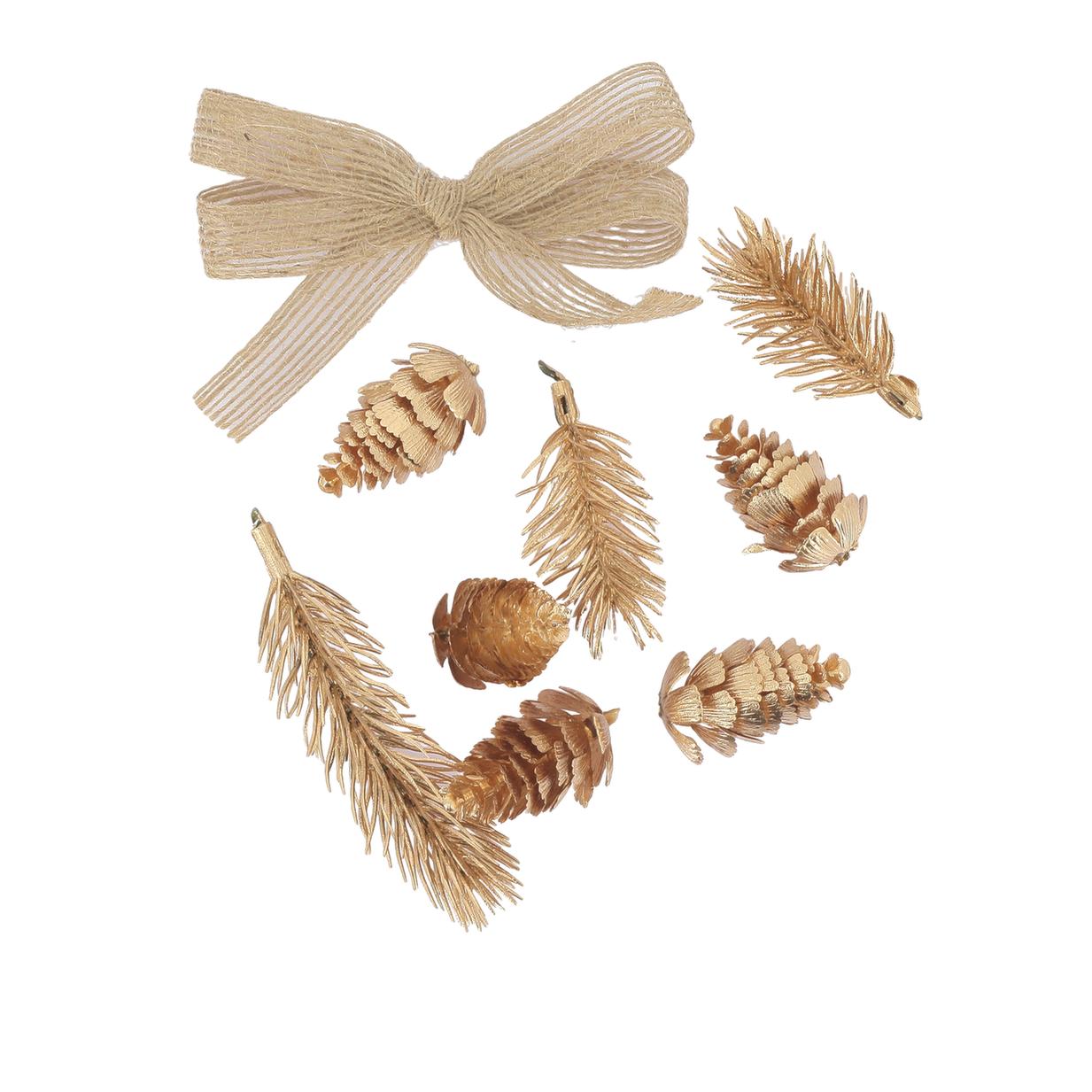 Assortiment Étincelant avec Nœud Jute et Or De 4 à 9cm - 9pcs