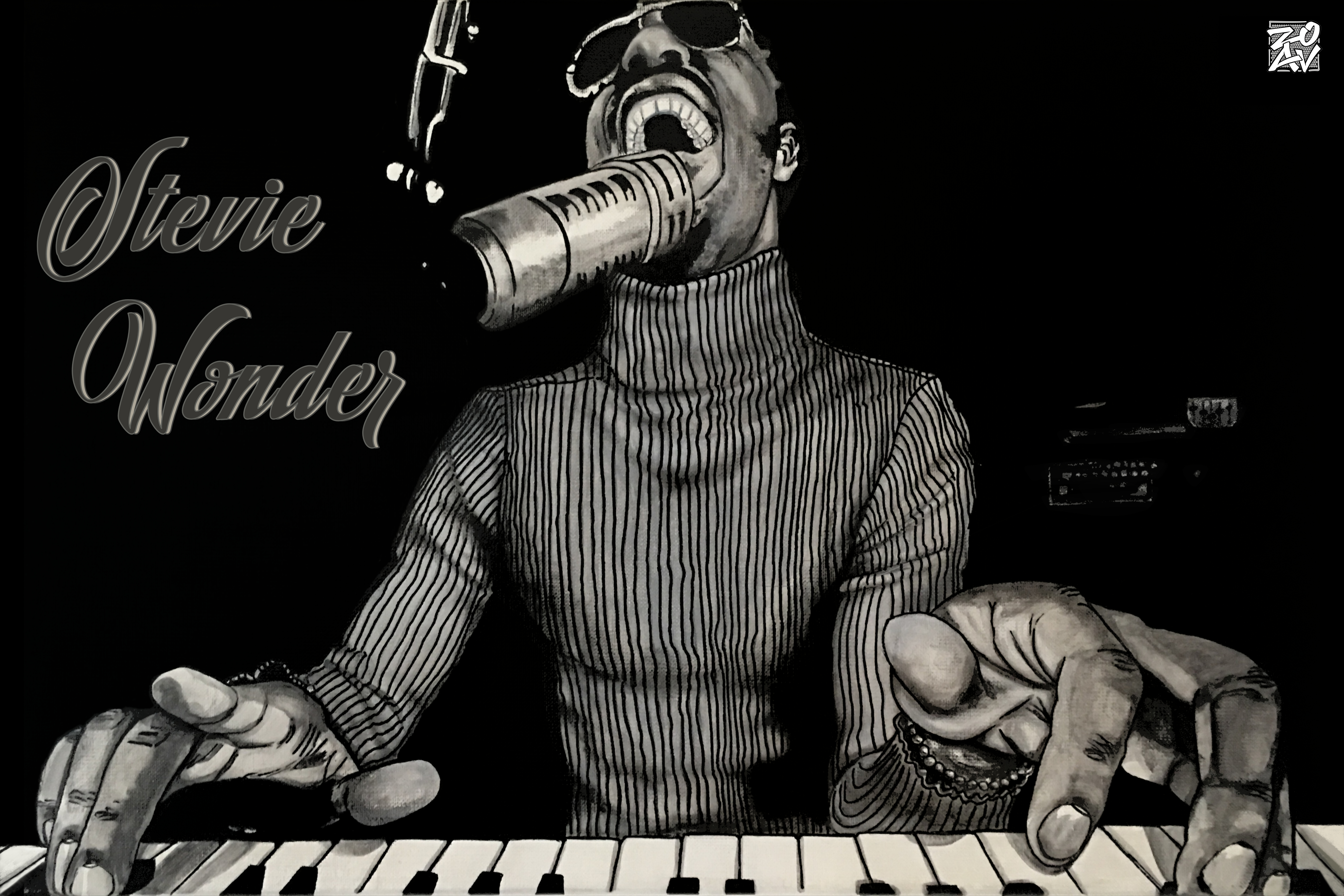 "Stevie Wonder" - impression HD sur dibond - 60 cm x 40 cm