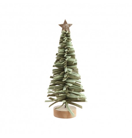 SAPIN FEUTRINE VERT FRANGES ETOILE DOREE 25CM