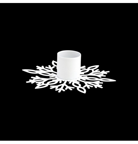PORTE BOUGIE FLOCON DE NEIGE METAL BLANC 9.5CM X 2.5CM