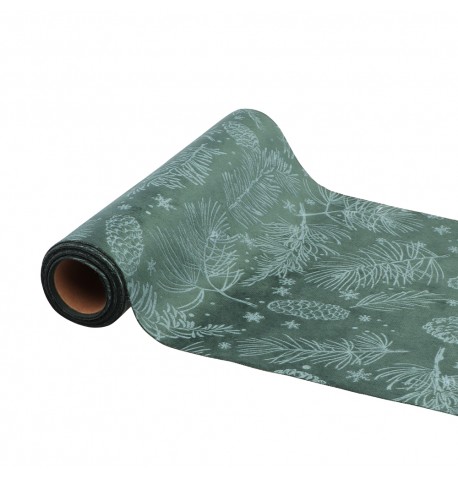 CHEMIN VELOURS PINE CONE VERT/VERT CLAIR 28CM X 3M