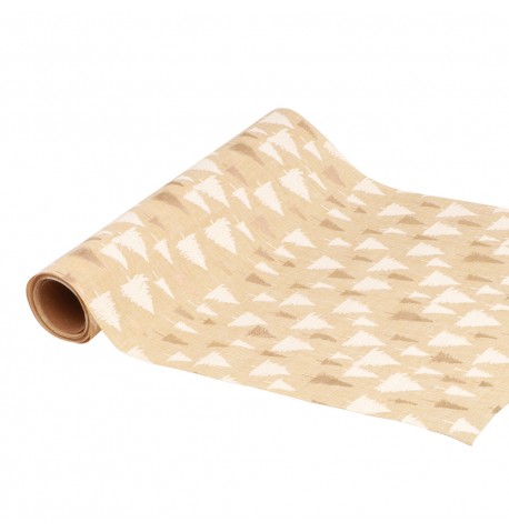 CHEMIN DE TABLE TREE GROVE BLANC/OR 28CM X 3M