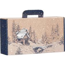 Valisette carton décor hiver 33x18x9.5cm
